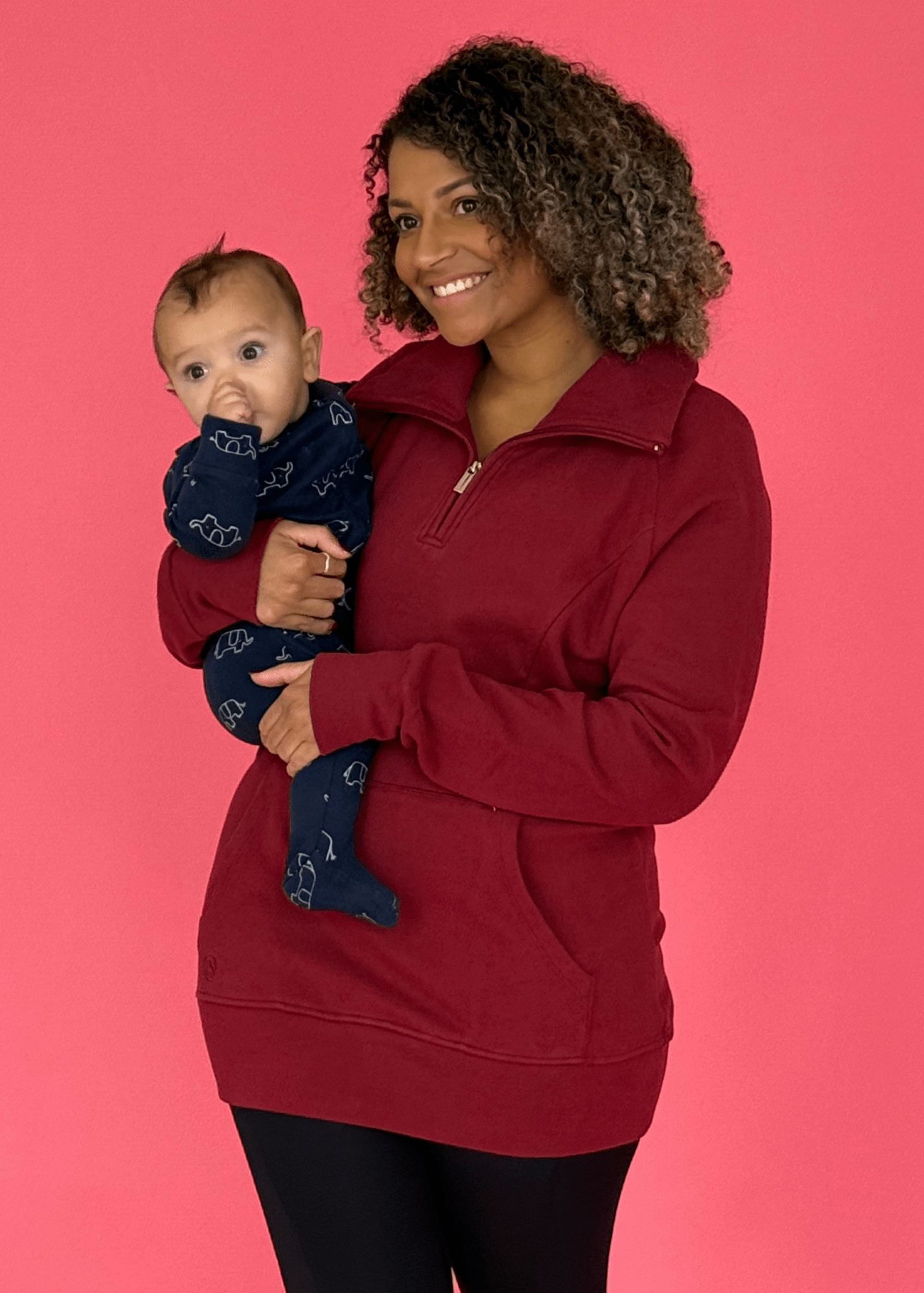 Natal Active Breastfeeding & Maternity 1/4 Zip Sweater - Burgundy - Baby&More