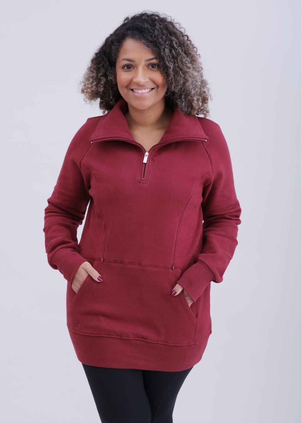 Natal Active Breastfeeding & Maternity 1/4 Zip Sweater - Burgundy - Baby&More
