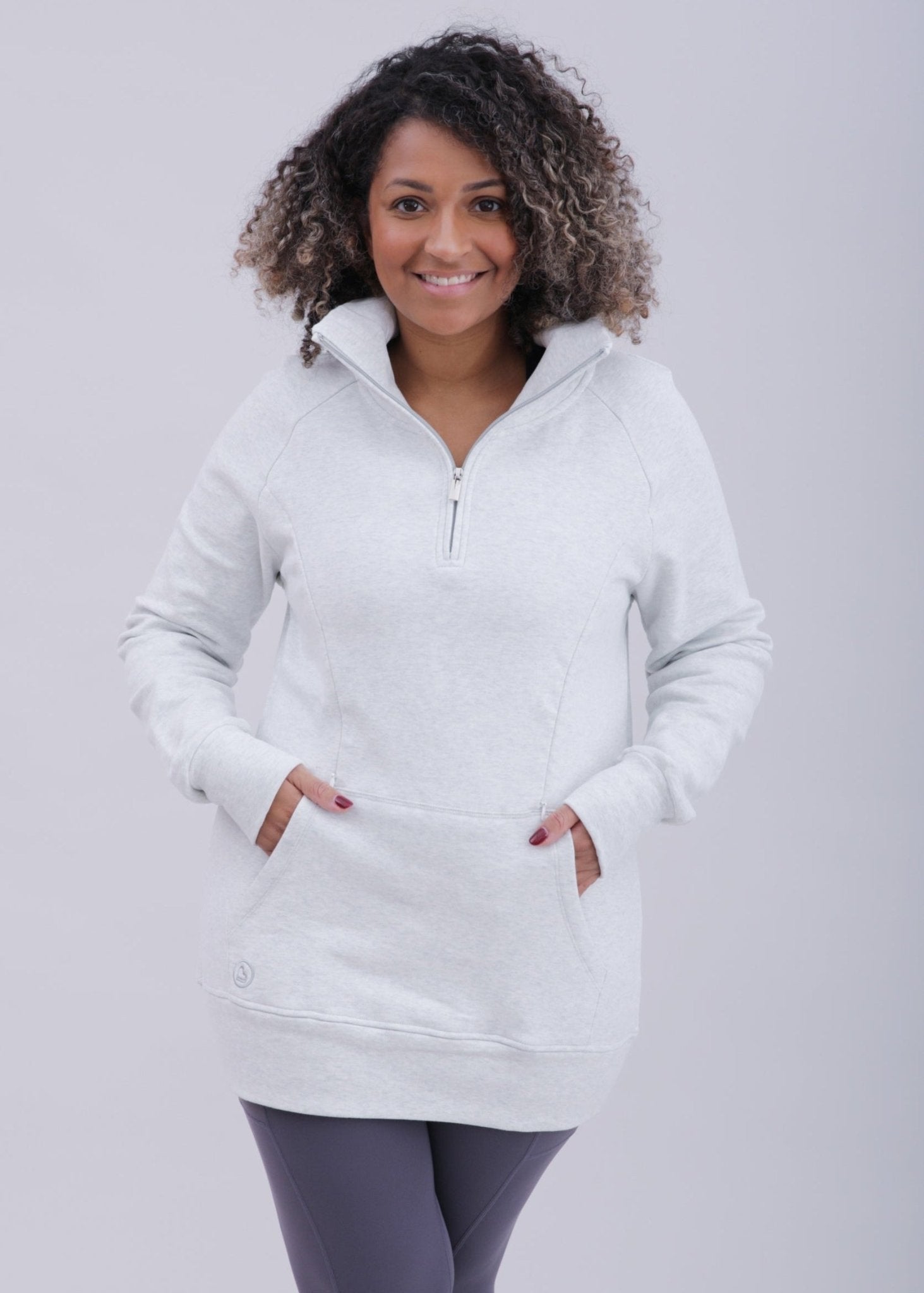 Natal Active Breastfeeding & Maternity 1/4 Zip Sweater - Grey Marl - Baby&More