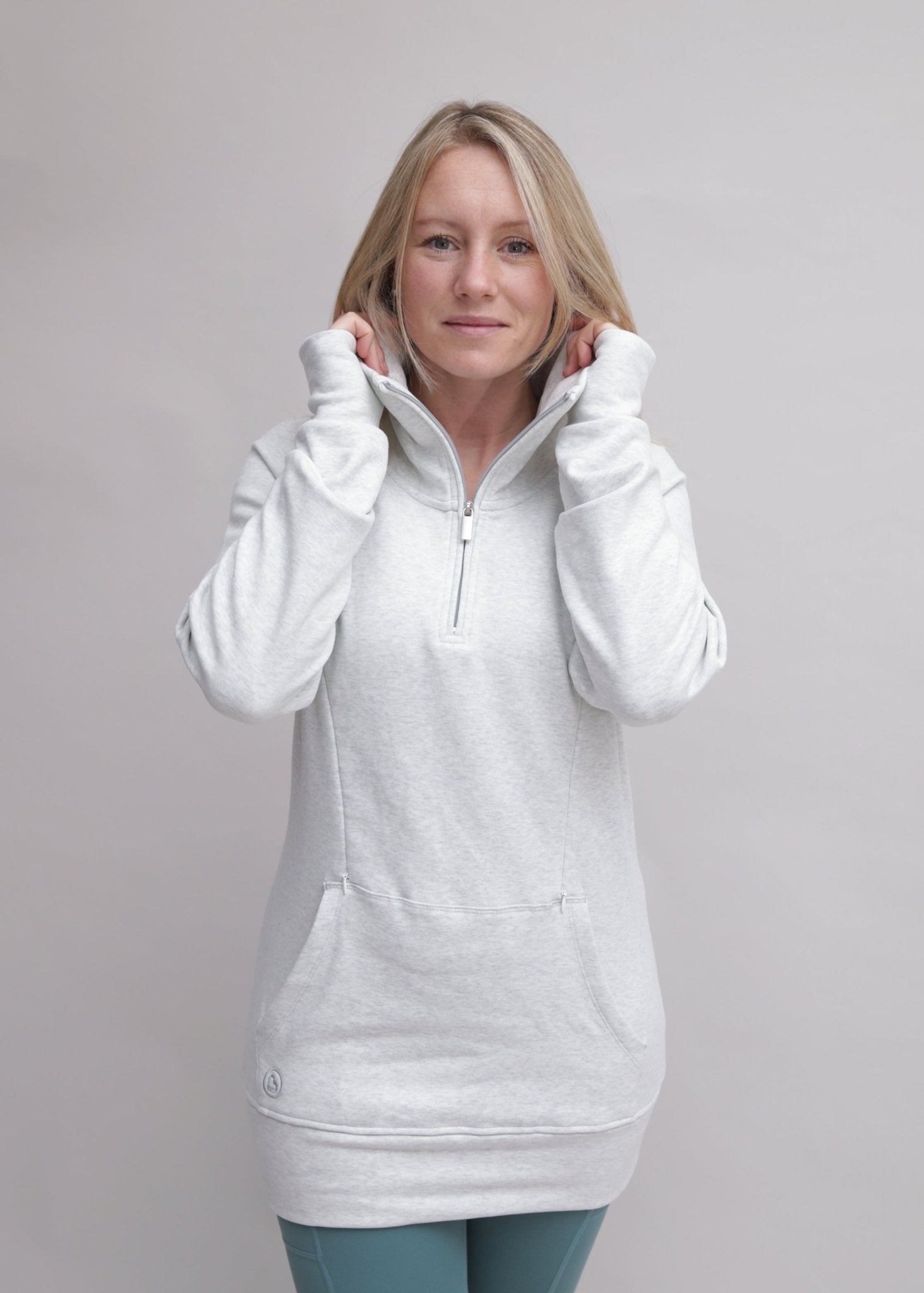 Natal Active Breastfeeding & Maternity 1/4 Zip Sweater - Grey Marl - Baby&More