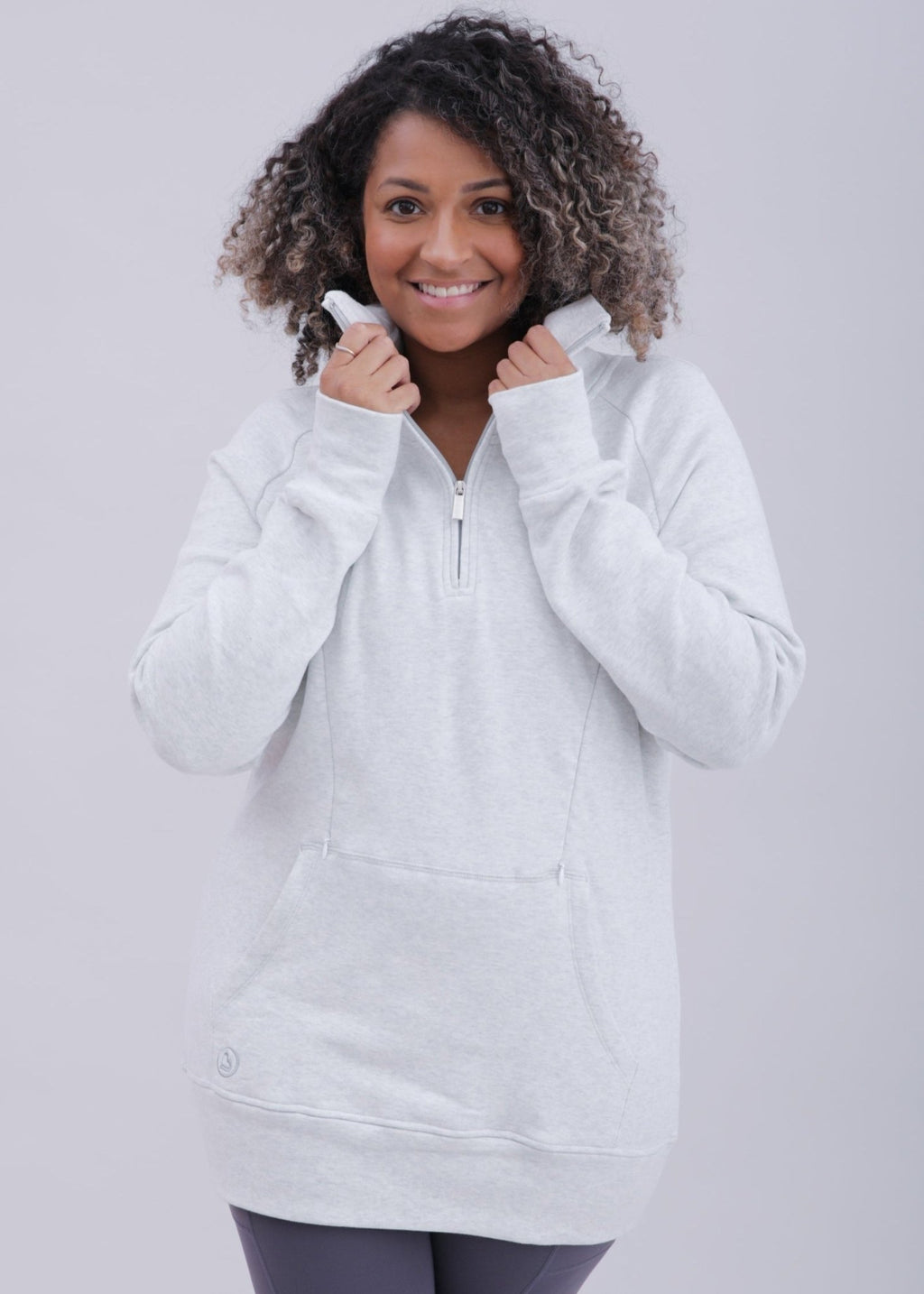 Natal Active Breastfeeding & Maternity 1/4 Zip Sweater - Grey Marl - Baby&More