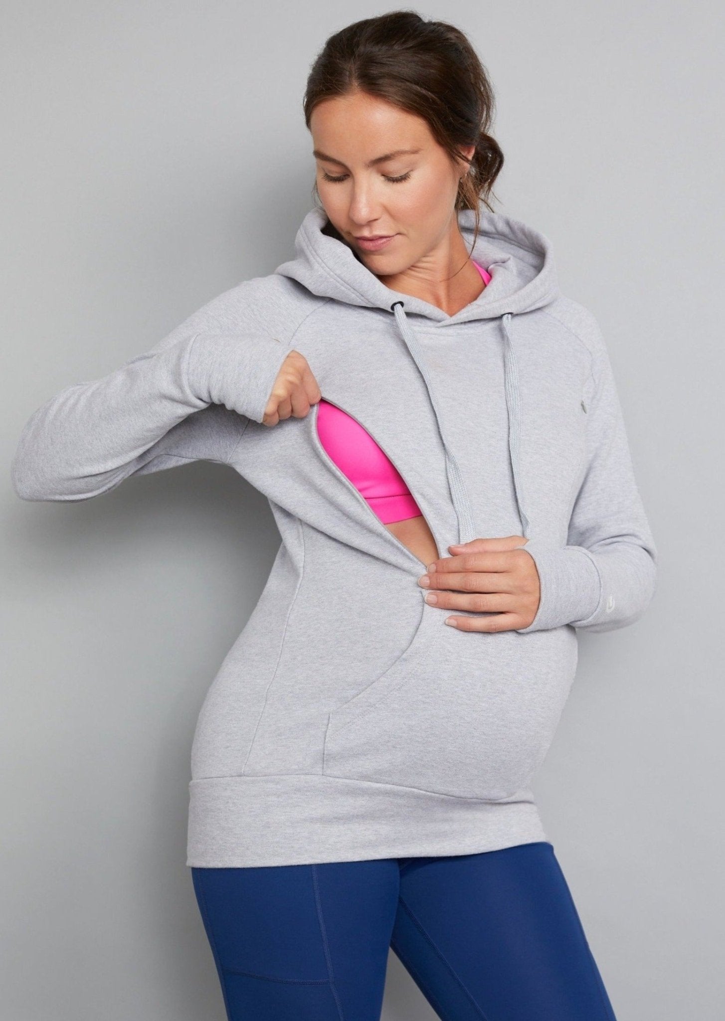 Natal Active Breastfeeding, Nursing & Maternity Hoodie - Soft Grey - Baby&More