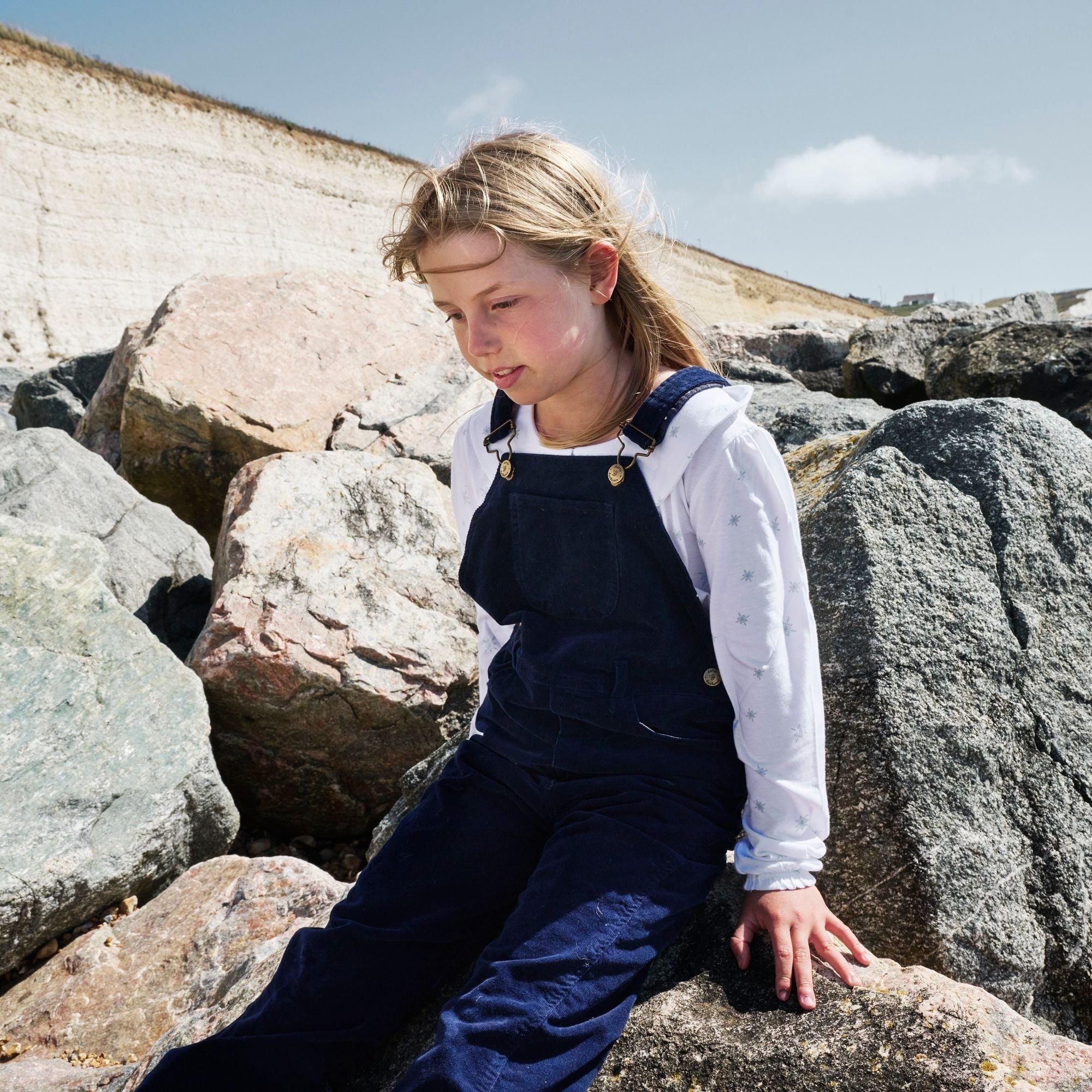 Dotty Dungarees Corduroy Dungarees - Navy Blue