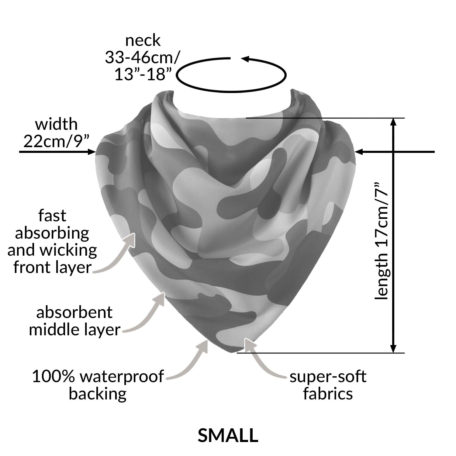 Neckerchief Style Dribble Bib - Small - Black Camouflage - Baby&More