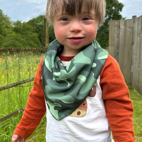 Neckerchief Style Dribble Bib - Small - Khaki Camouflage - Baby&More