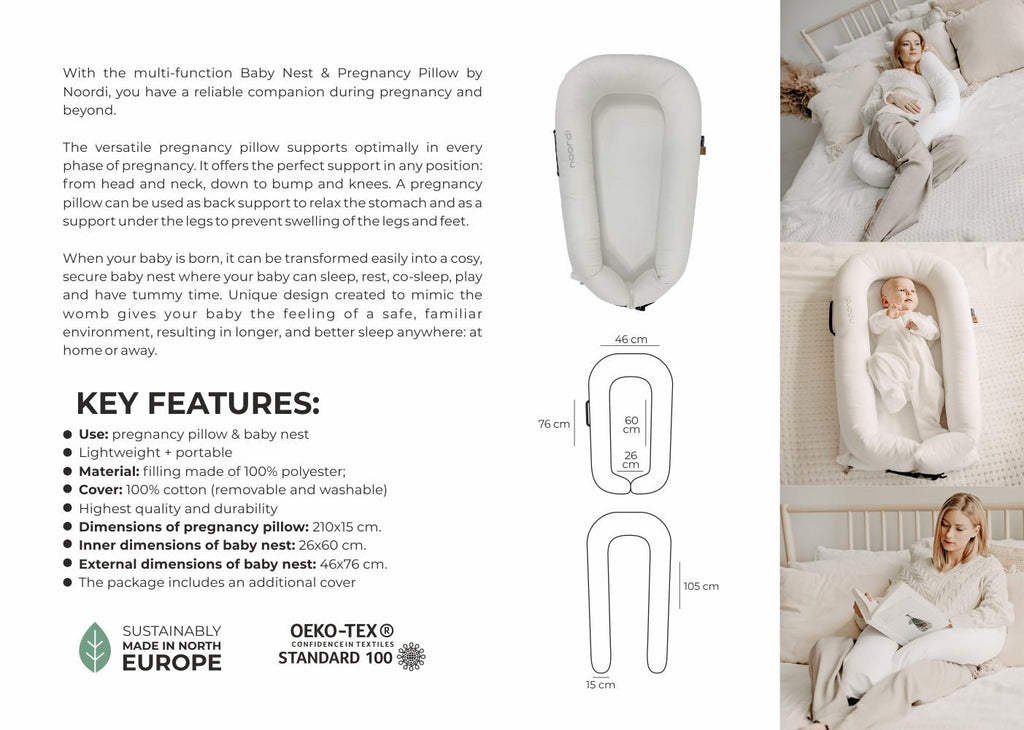 Noordi 2in1 Baby Nest & Maternity Pillow – Pregnancy to Baby Sleep Support - Baby&More