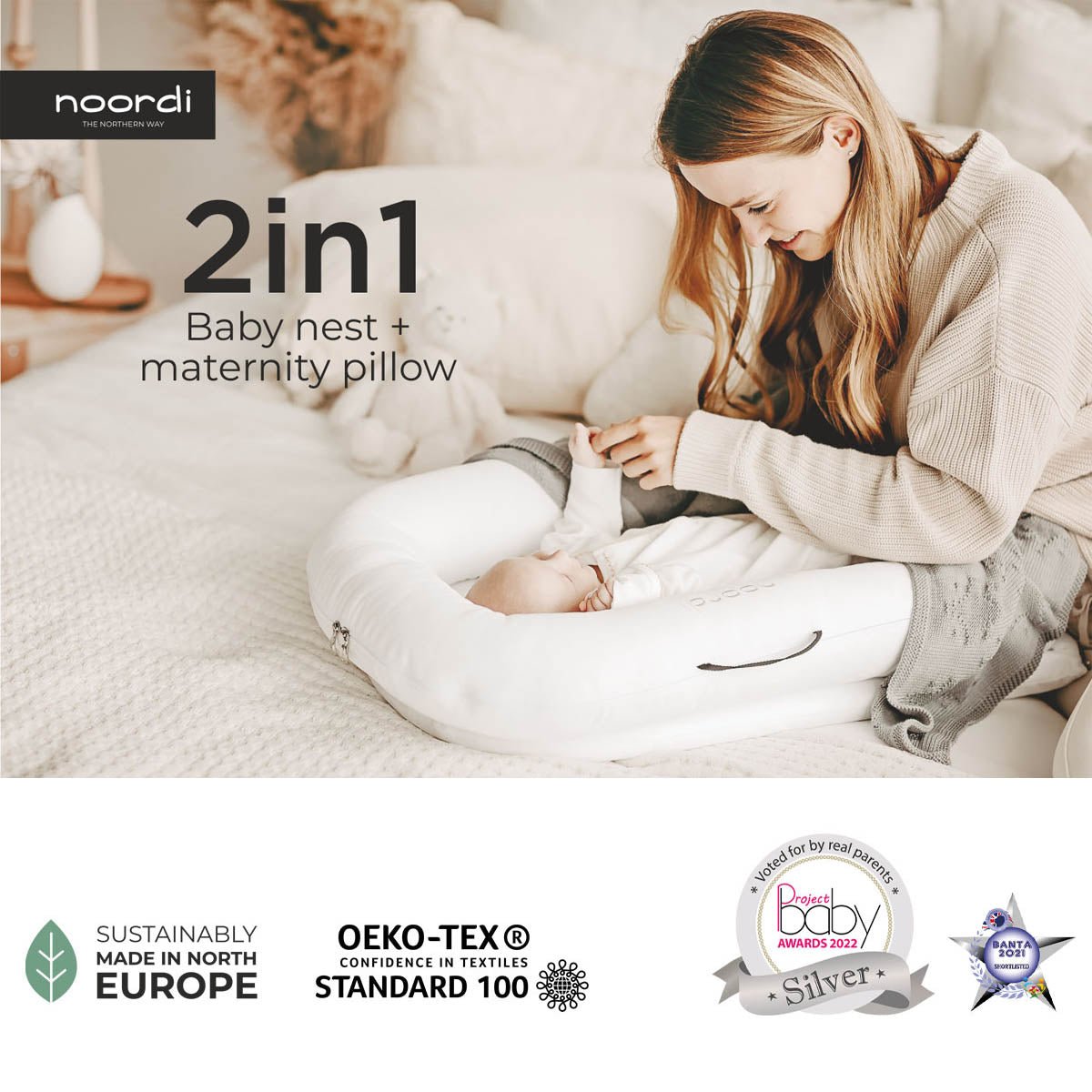 Noordi 2in1 Baby Nest & Maternity Pillow – Pregnancy to Baby Sleep Support - Baby&More
