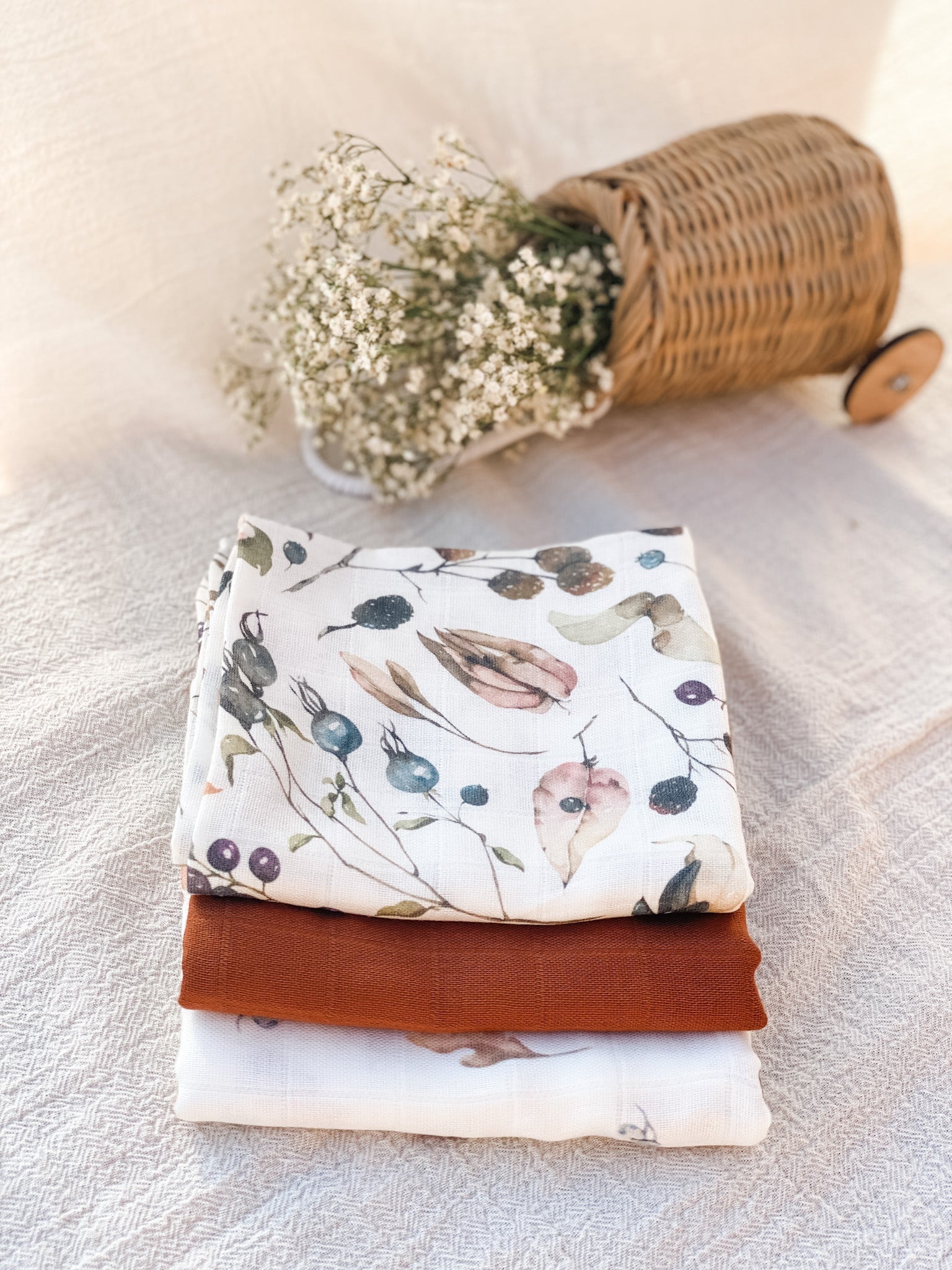 Norishor Baby Muslin Squares - 3 pack - Acorn, Cognac, Garden Berry - Baby&More