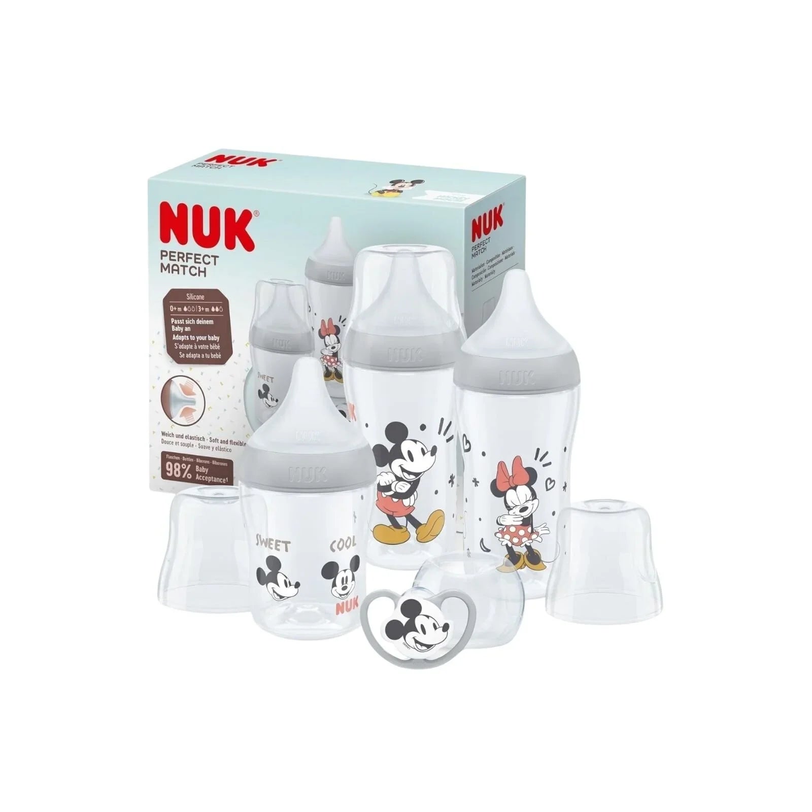 NUK Anti - Colic Perfect Match Starter Set - Pack of 4 - Mickey - Baby&More