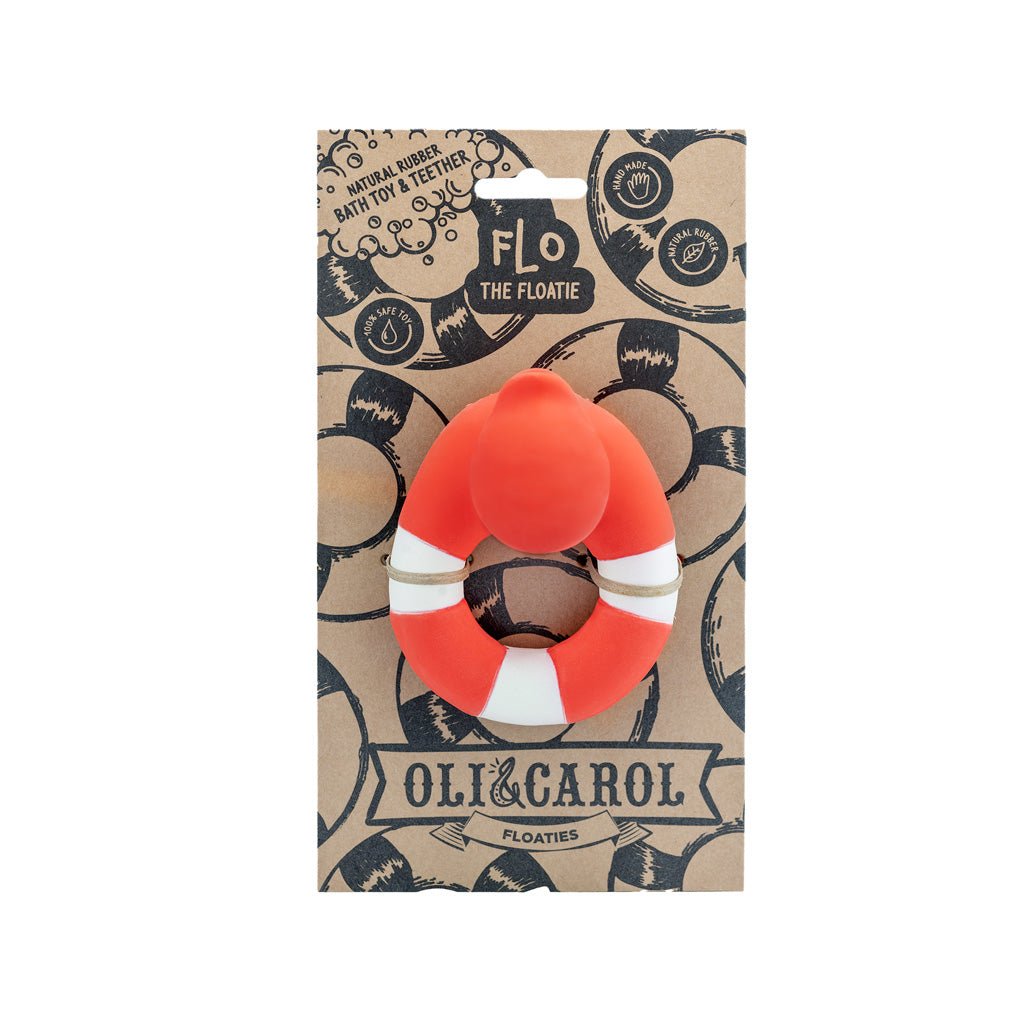 Oli & Carol Floatie Duck Red Bath Toy / Teether - Baby&More
