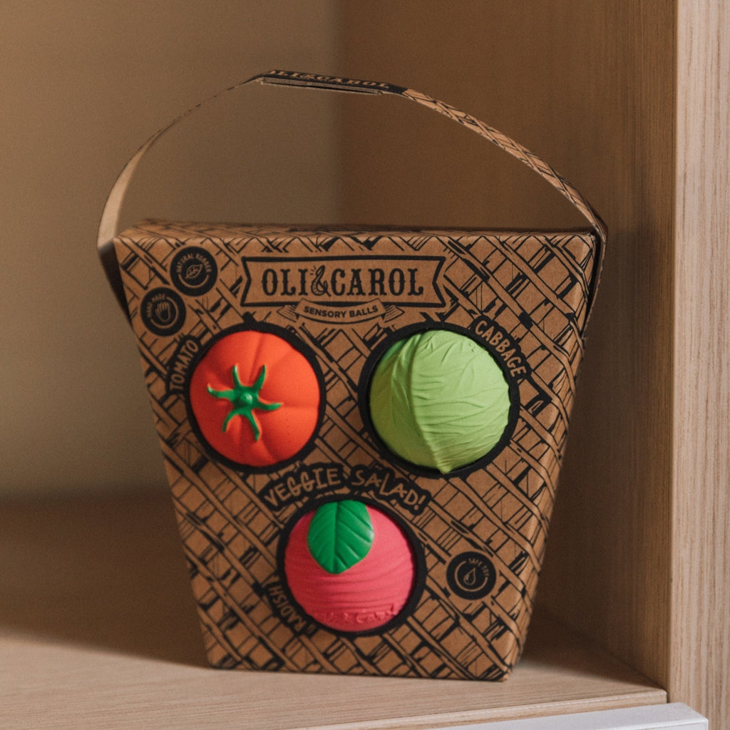 Oli & Carol Sensory Ball / Teether / Bath Toy - Veggie Salad - Baby&More