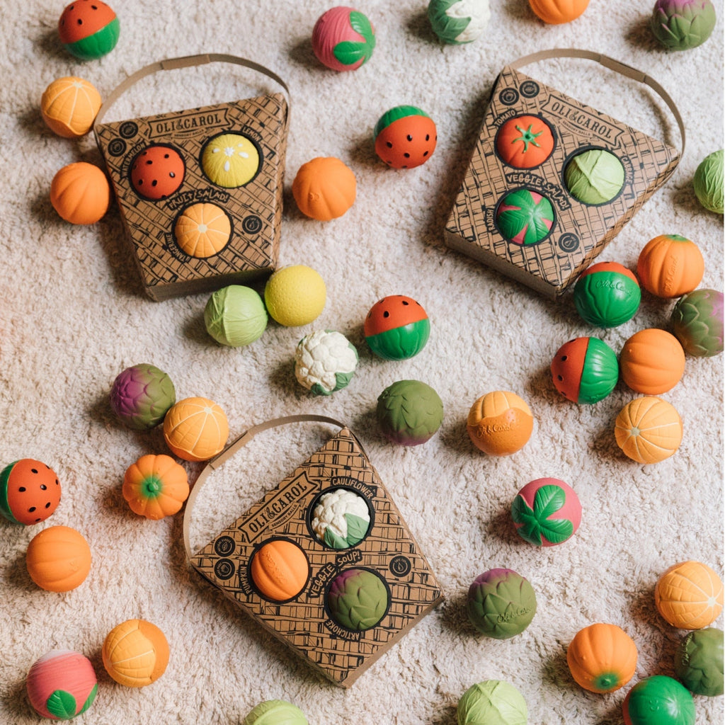 Oli & Carol Sensory Ball / Teether / Bath Toy - Veggie Salad - Baby&More
