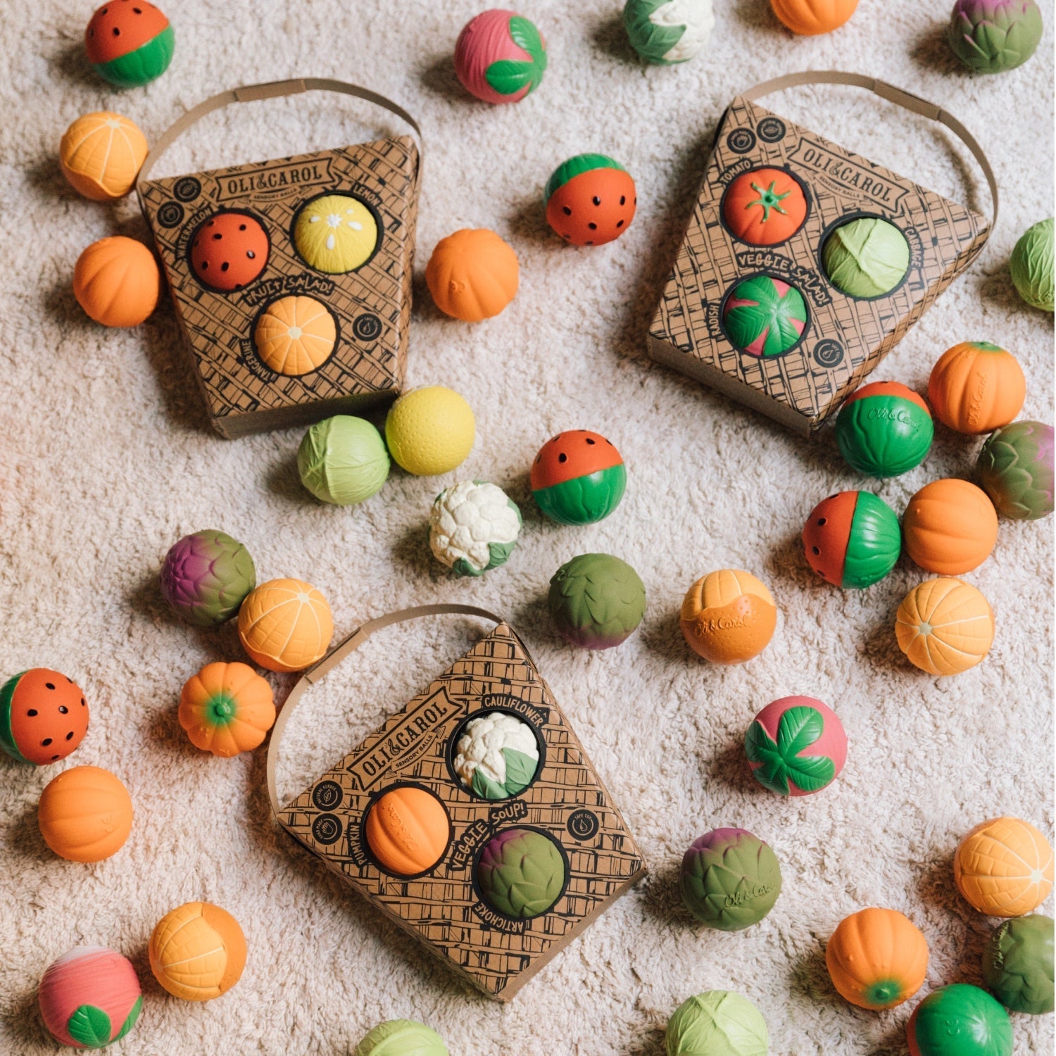 Oli & Carol Sensory Ball / Teether / Bath Toy - Veggie Salad - Baby&More