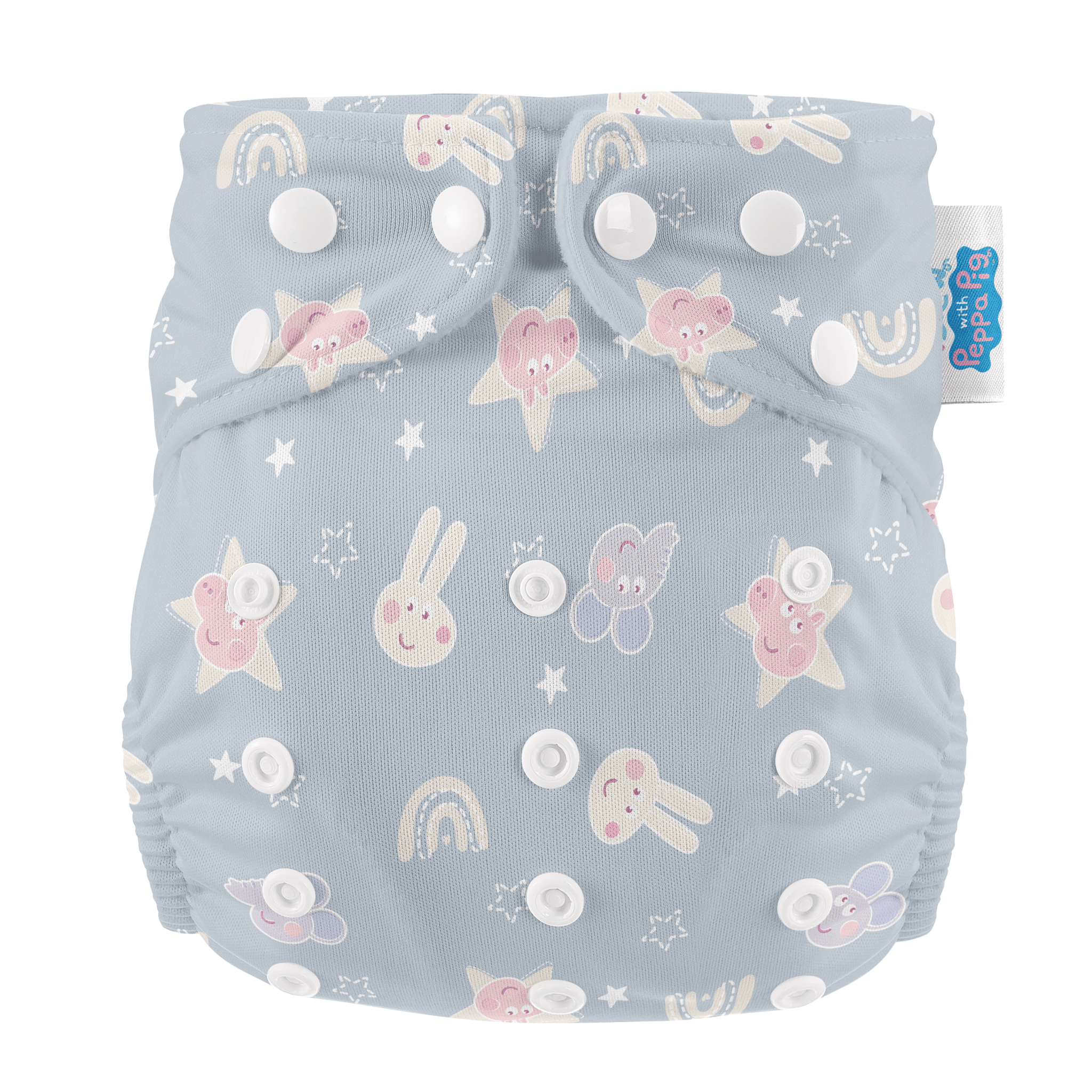 One Size All - In - One Reusable Cloth Nappy - Blue Mix Peppa Pig & Friends - Baby&More