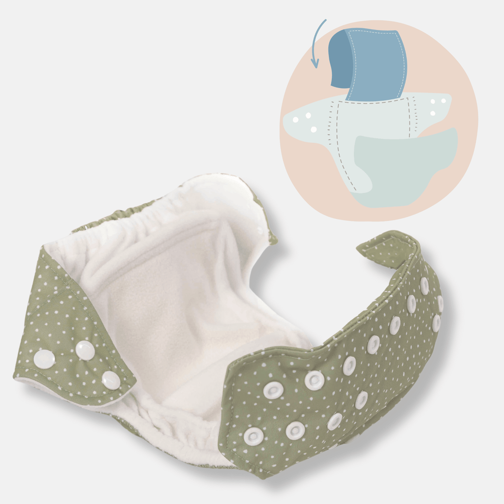 One Size All - In - One Reusable Cloth Nappy - George Pig / Peppa Pig - Sage - Baby&More