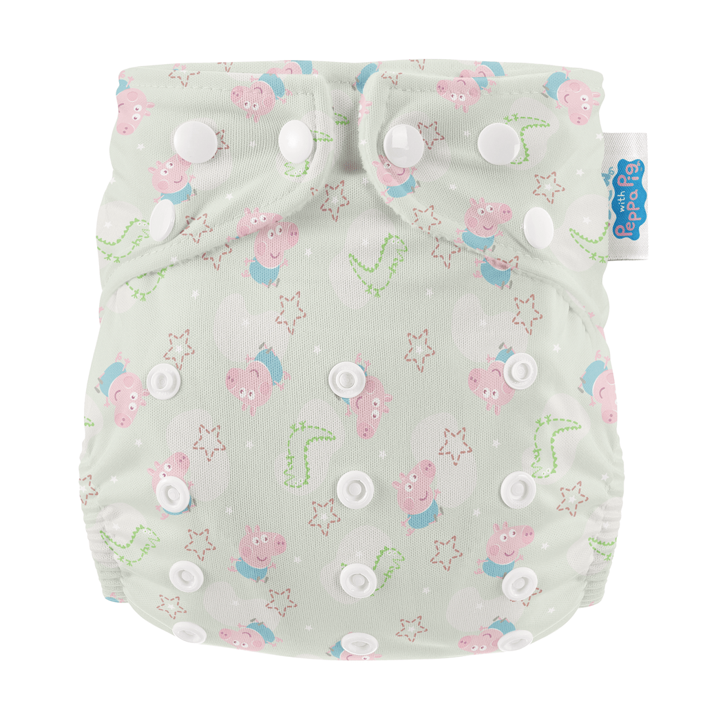 One Size All - In - One Reusable Cloth Nappy - George Pig / Peppa Pig - Sage - Baby&More