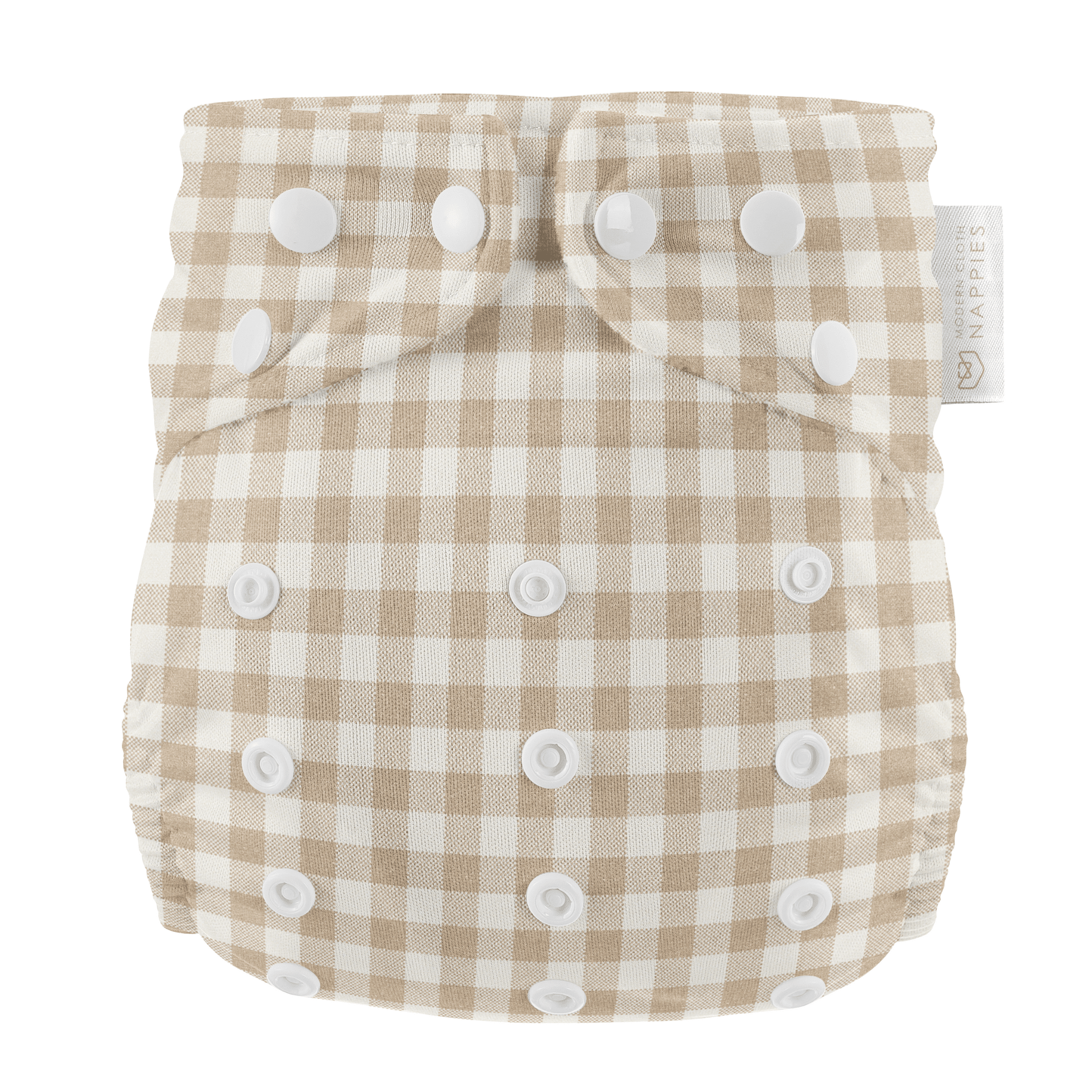One Size All - In - One Reusable Cloth Nappy - Gingham Taupe - Baby&More