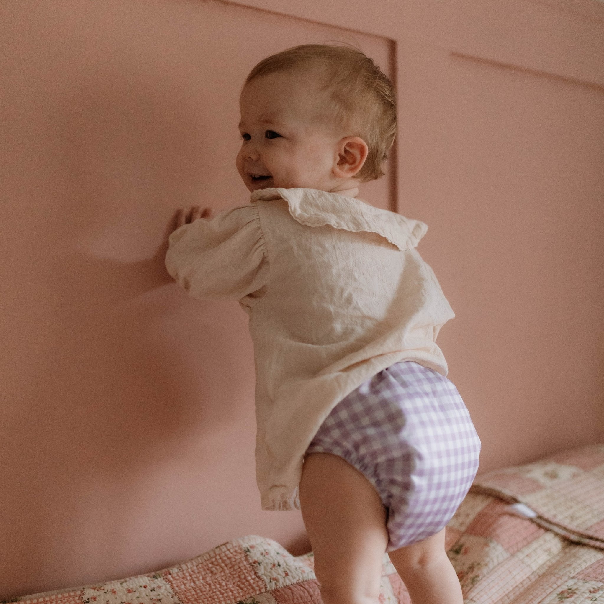 One Size All - In - One Reusable Cloth Nappy - Lilac Gingham - Baby&More