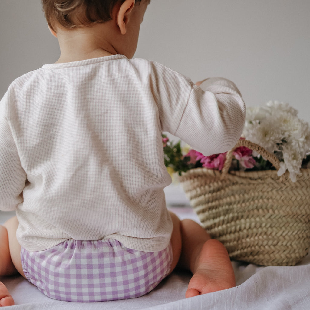 One Size All - In - One Reusable Cloth Nappy - Lilac Gingham - Baby&More