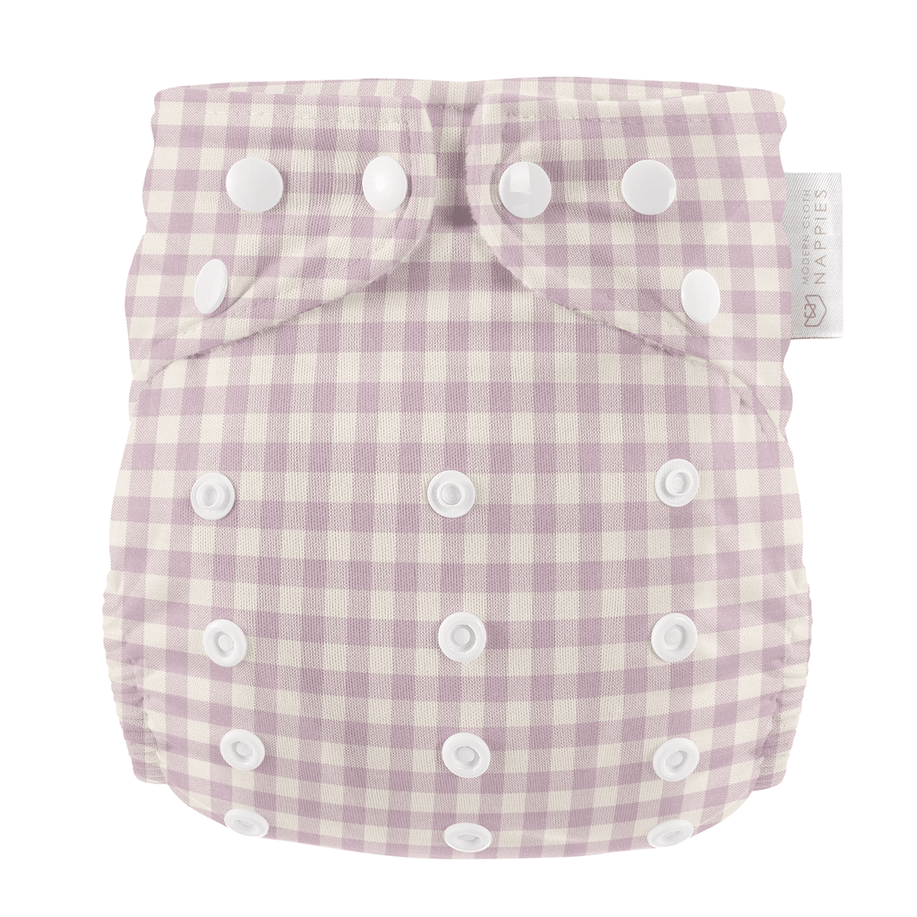 One Size All - In - One Reusable Cloth Nappy - Lilac Gingham - Baby&More