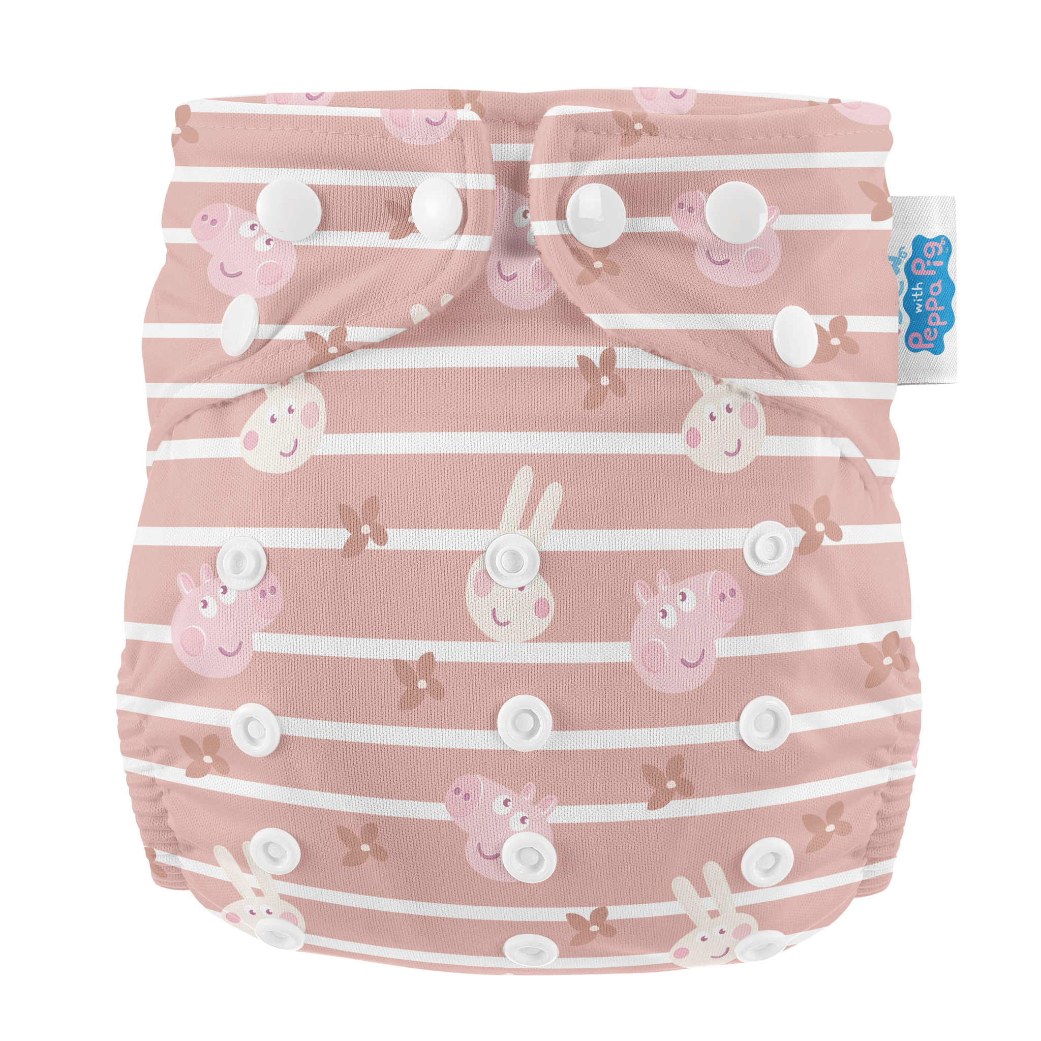 One Size All - In - One Reusable Cloth Nappy - Peppa Pig Blush Stripe - Baby&More