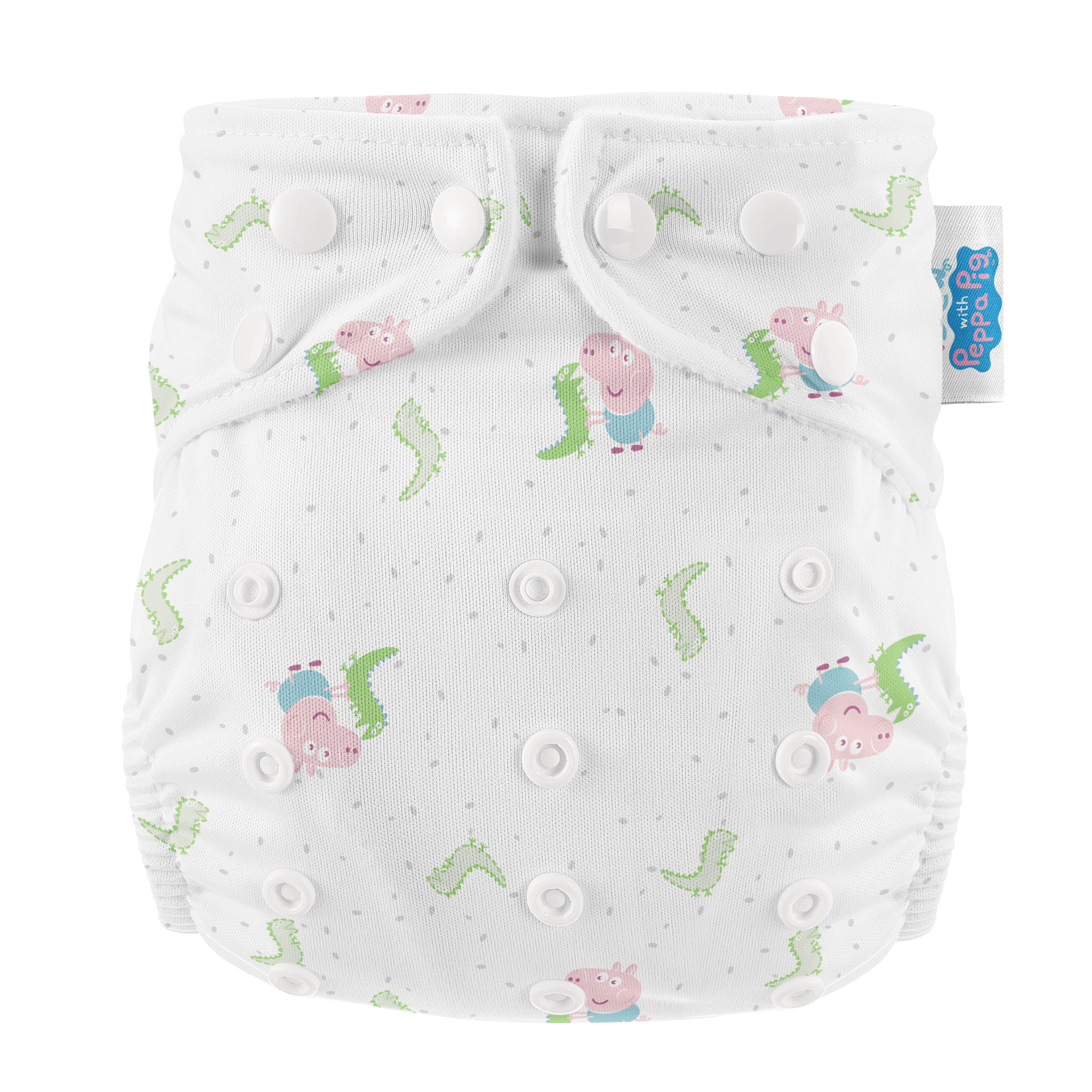 One Size All - In - One Reusable Cloth Nappy - Peppa Pig - George & Mr. Dinosaur - White - Baby&More