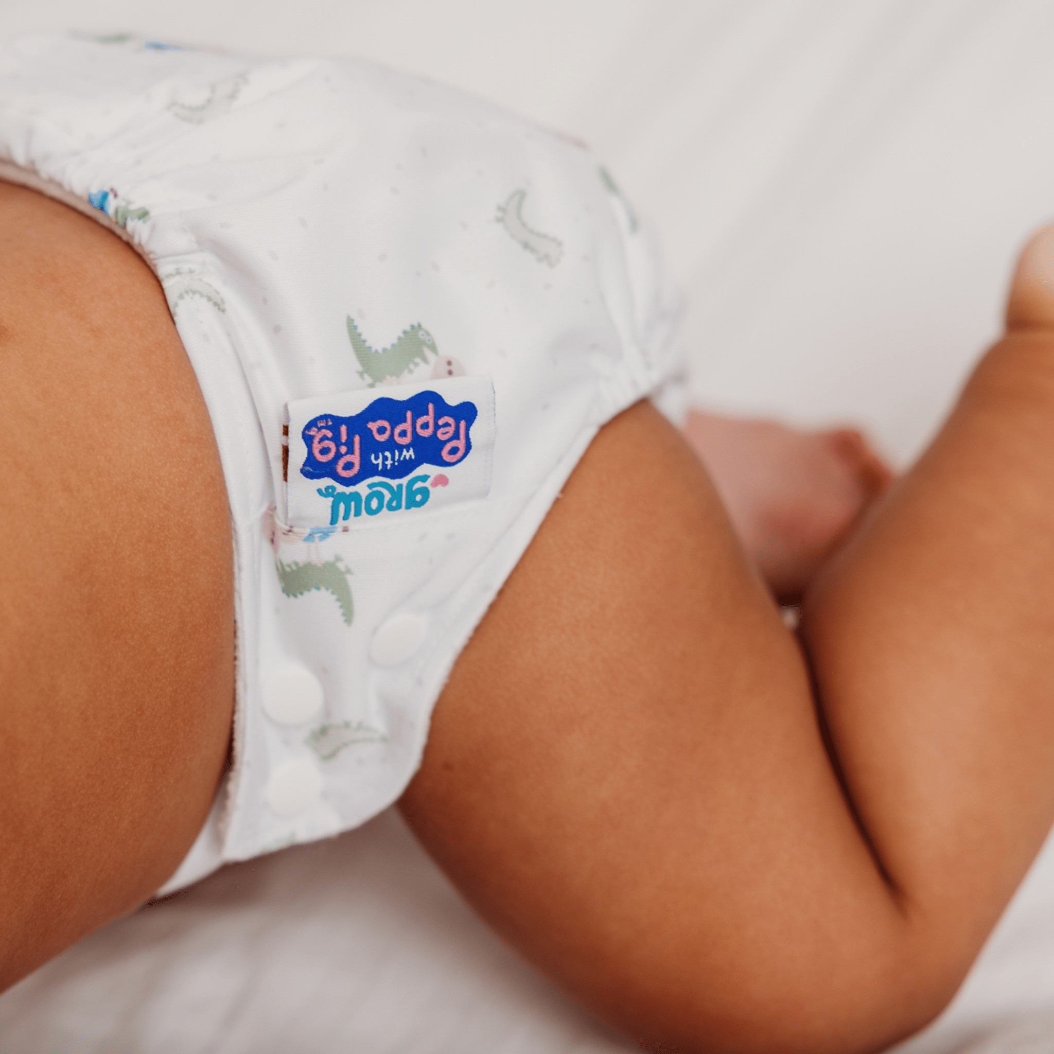 One Size All - In - One Reusable Cloth Nappy - Peppa Pig - George & Mr. Dinosaur - White - Baby&More