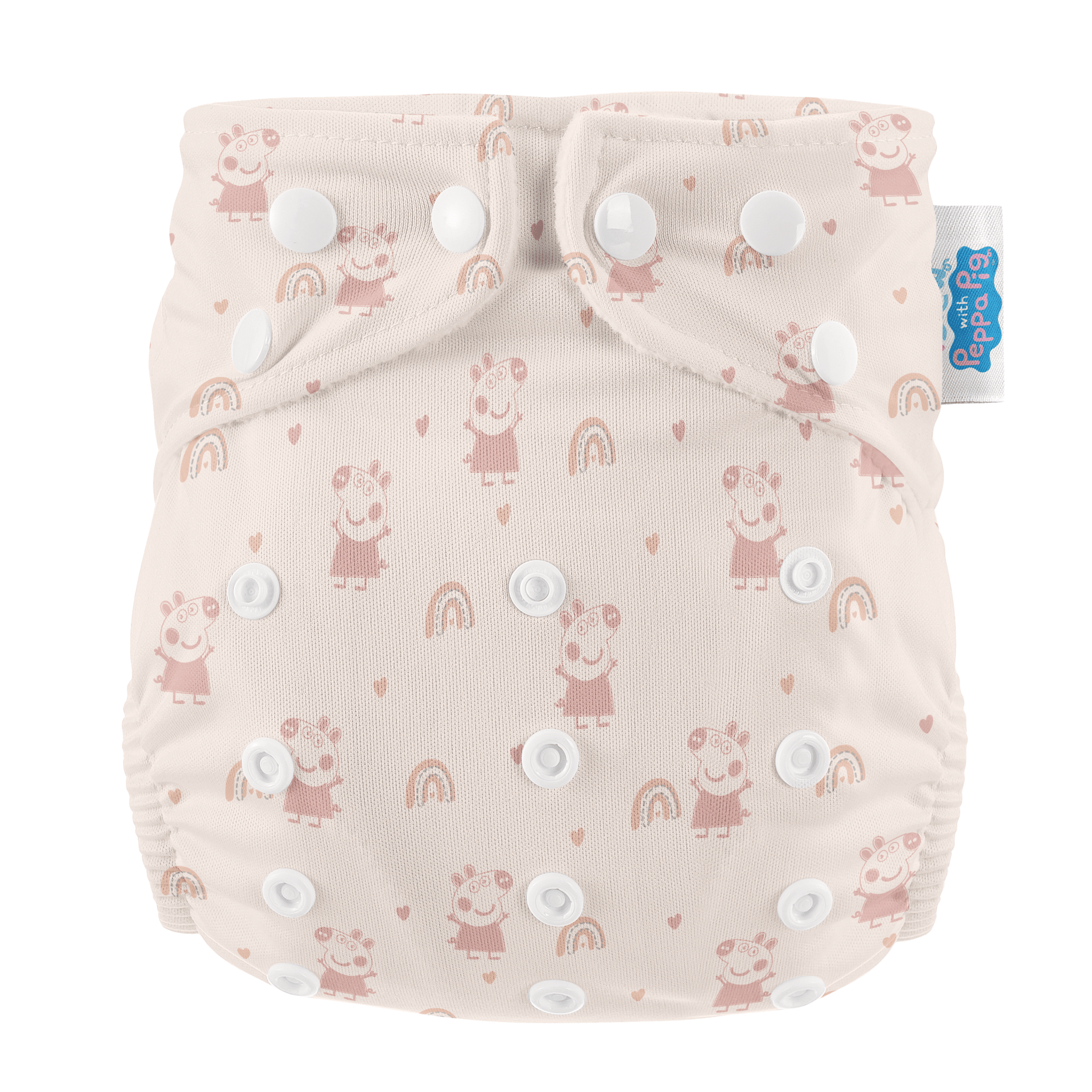 One Size All - In - One Reusable Cloth Nappy - Peppa Pig Pink Rainbows - Baby&More