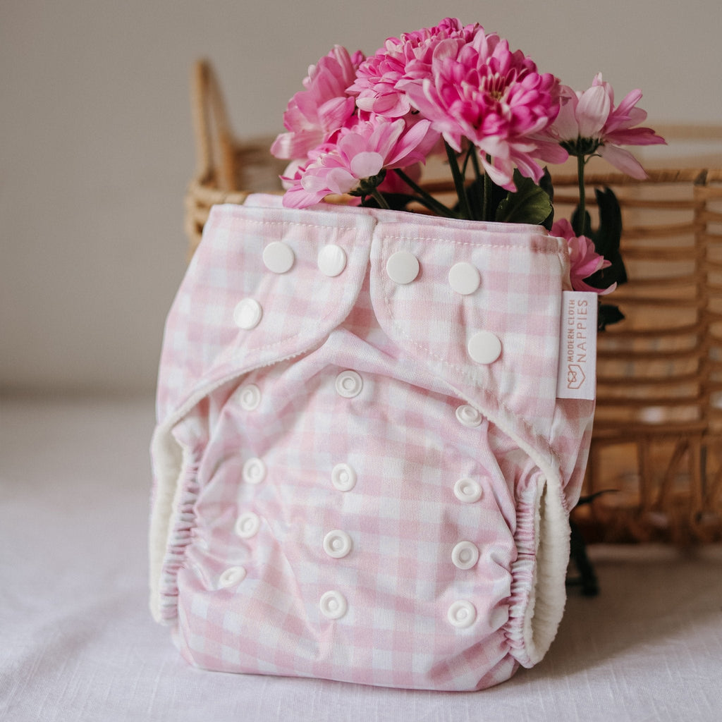 One Size All - In - One Reusable Cloth Nappy - Rose Gingham - Baby&More