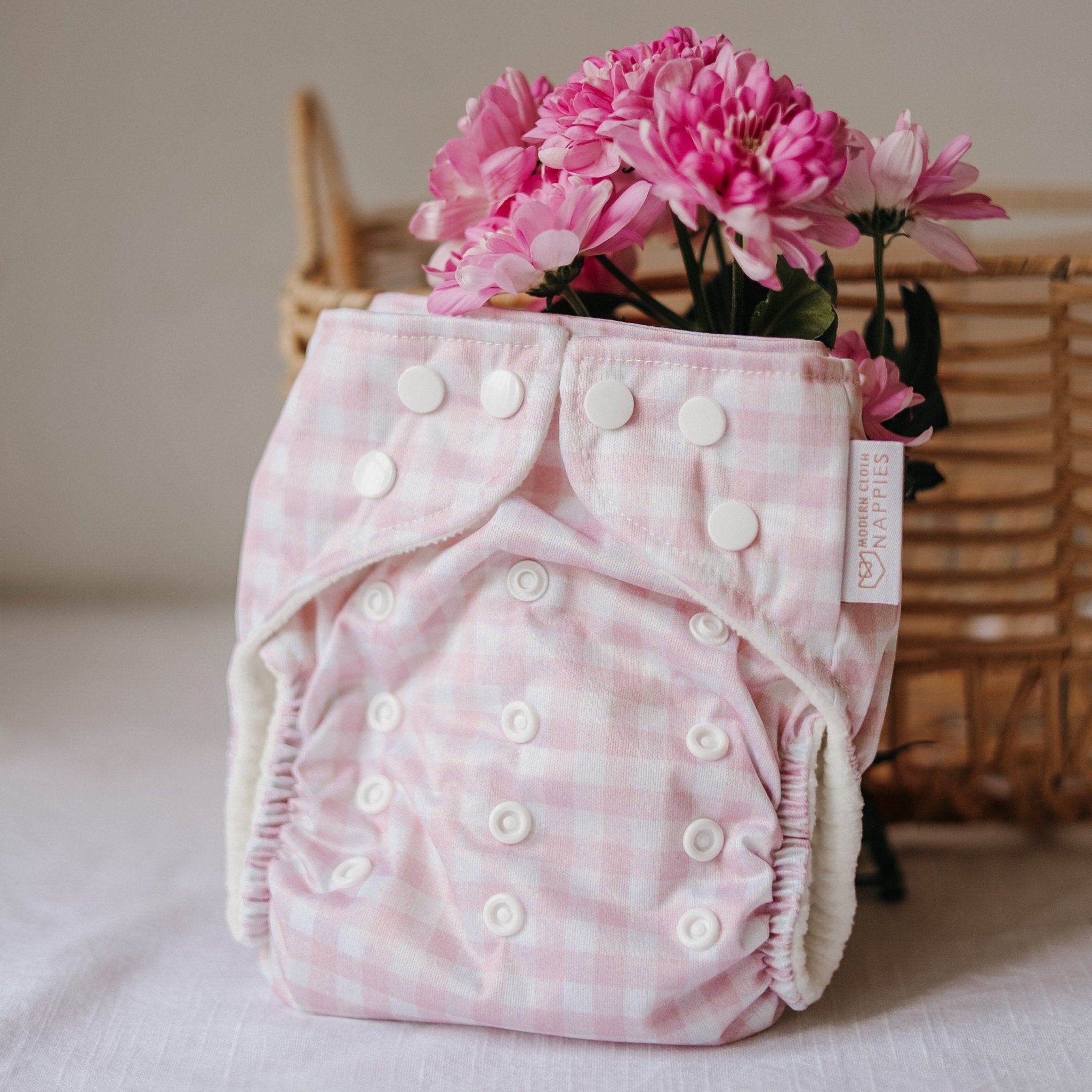 One Size All - In - One Reusable Cloth Nappy - Rose Gingham - Baby&More