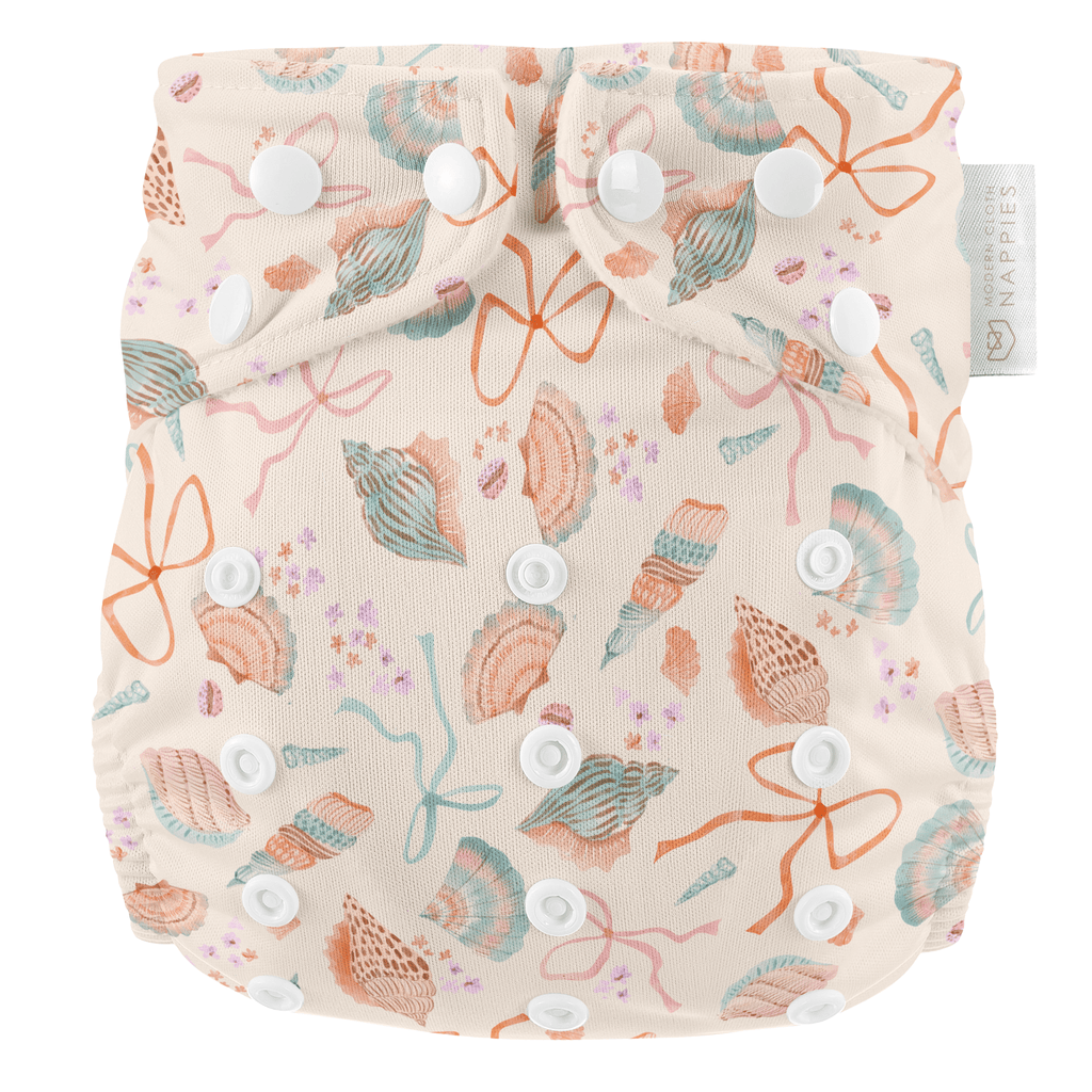 One Size Baby to Toddler Reusable Swim Nappies - Seashell Belle