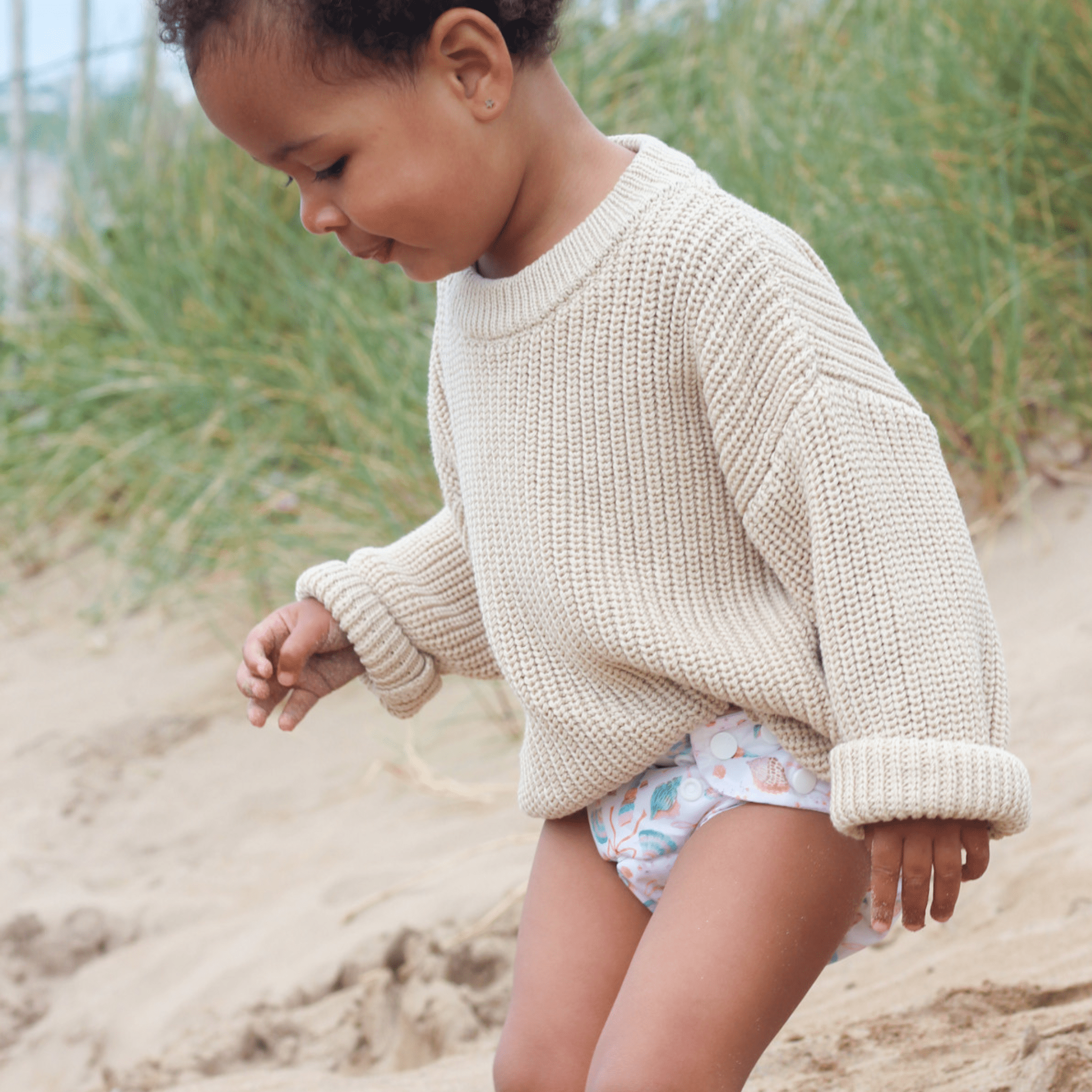 One Size Baby to Toddler Reusable Swim Nappies - Seashell Belle