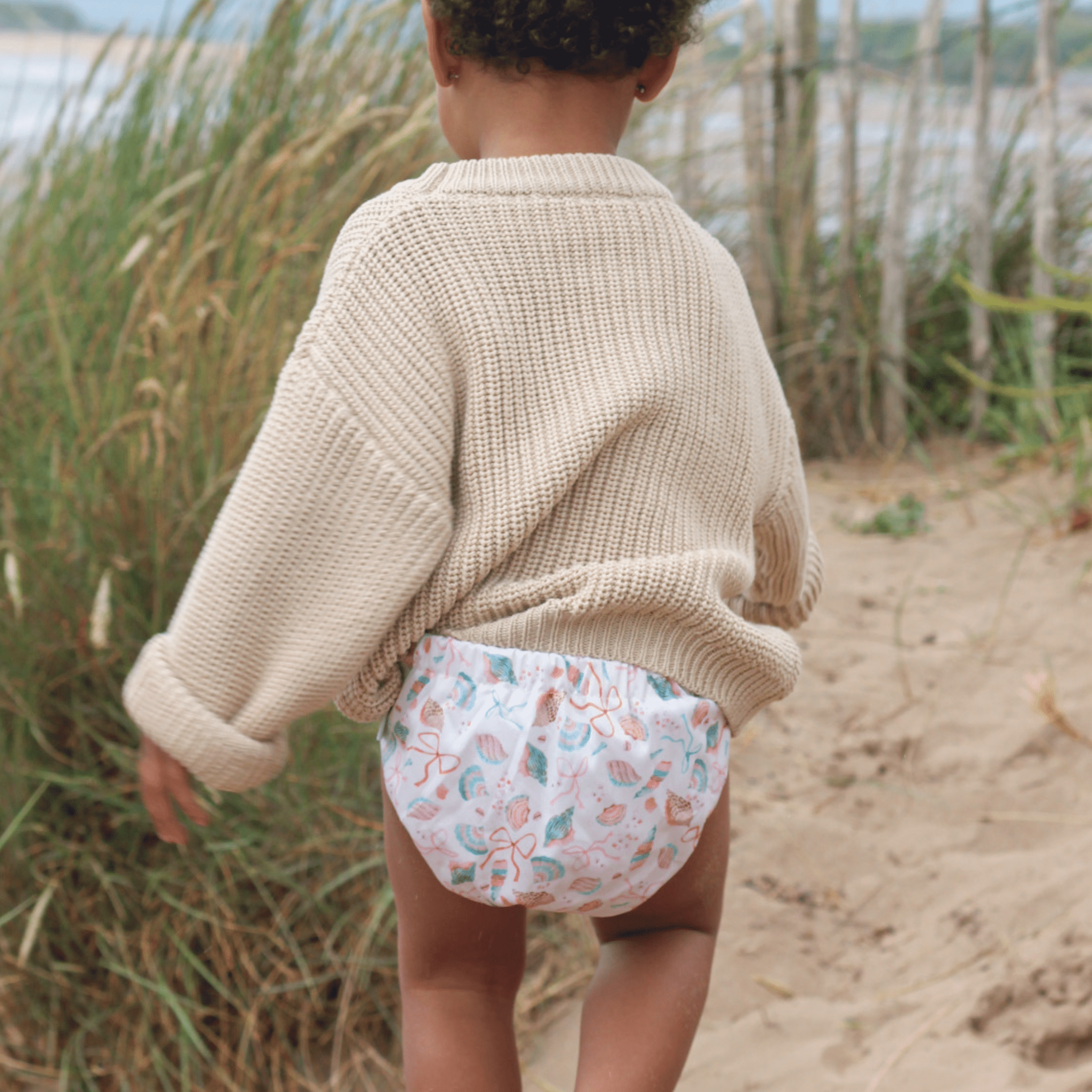 One Size Baby to Toddler Reusable Swim Nappies - Seashell Belle