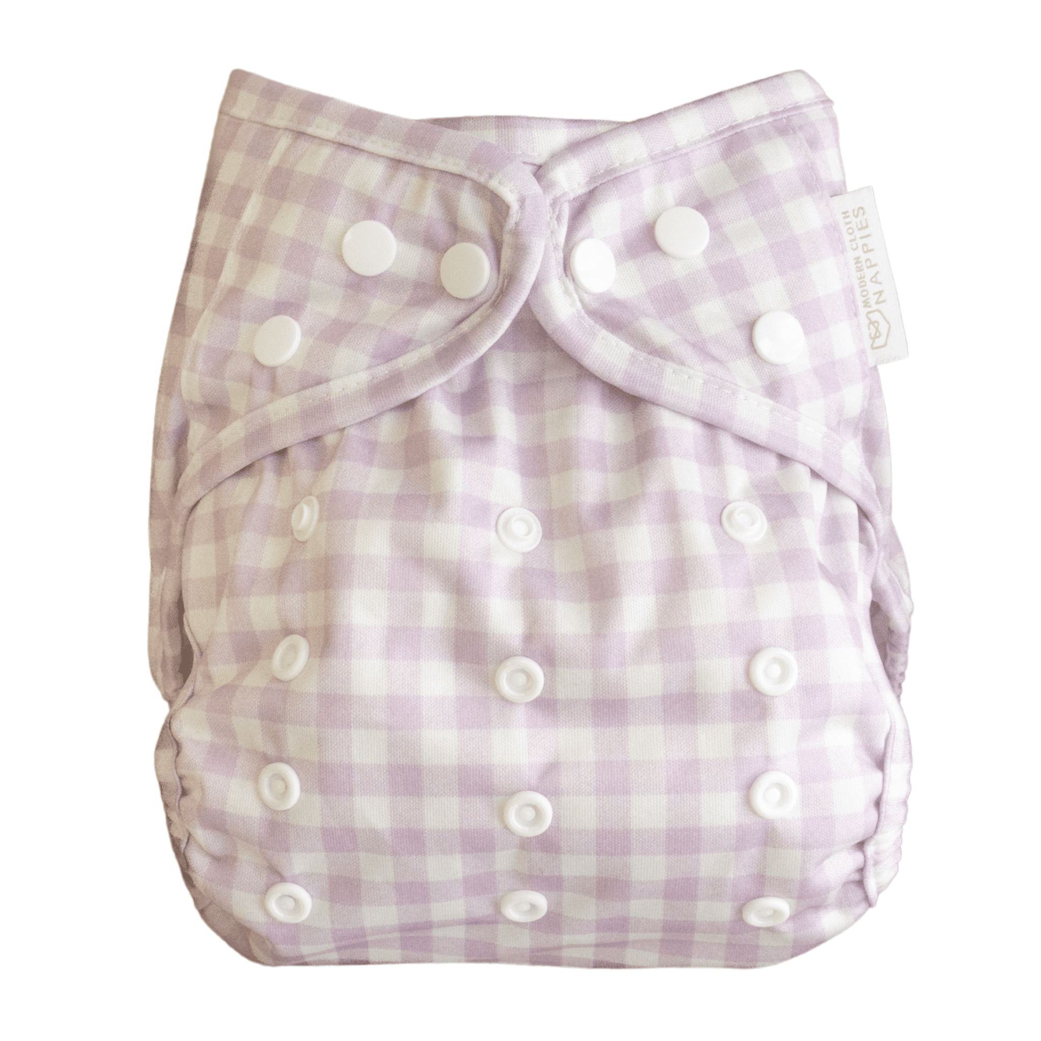 One Size Reusable Cloth Nappy Wrap - Lilac Gingham - Baby&More