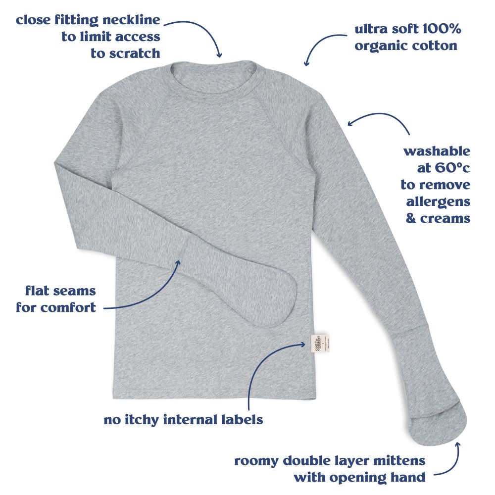 Eczema Clothing Adult Scratch Mitten T-Shirt / Sleep Top with Opening Hand