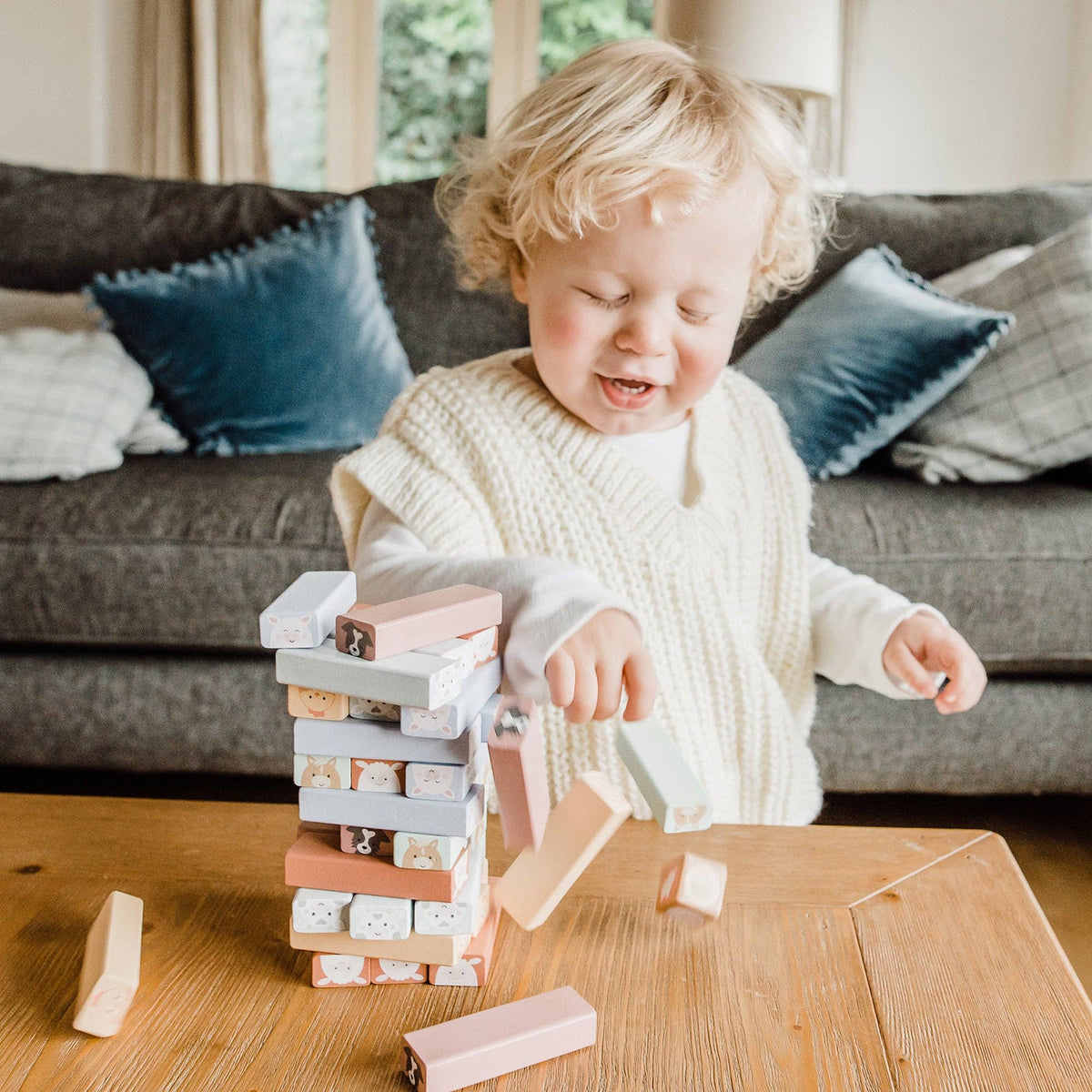 Orange Tree Toys - Farmyard Wooden Animal Tumbling Tower - Baby&More