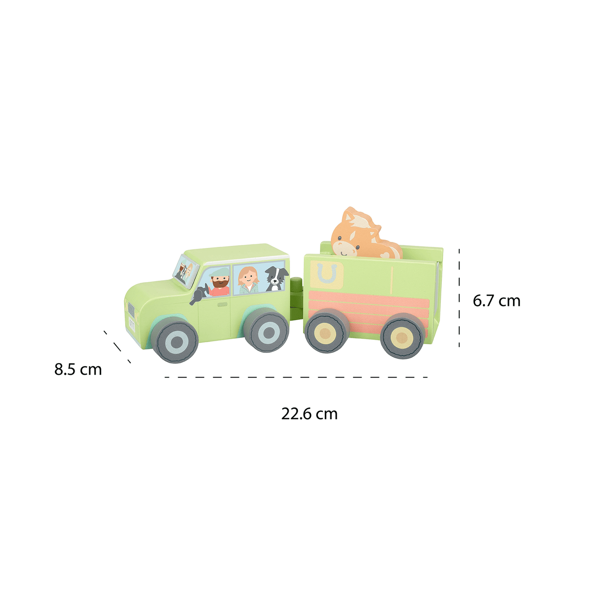 Orange Tree Toys - Wooden Farmyard 4x4 with Horse Box and Horse - Baby&More