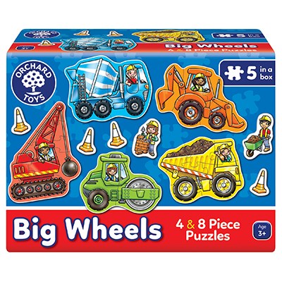 Orchard Toys - Big Wheels - Set of Four Jigsaw Puzzles with Play Pieces