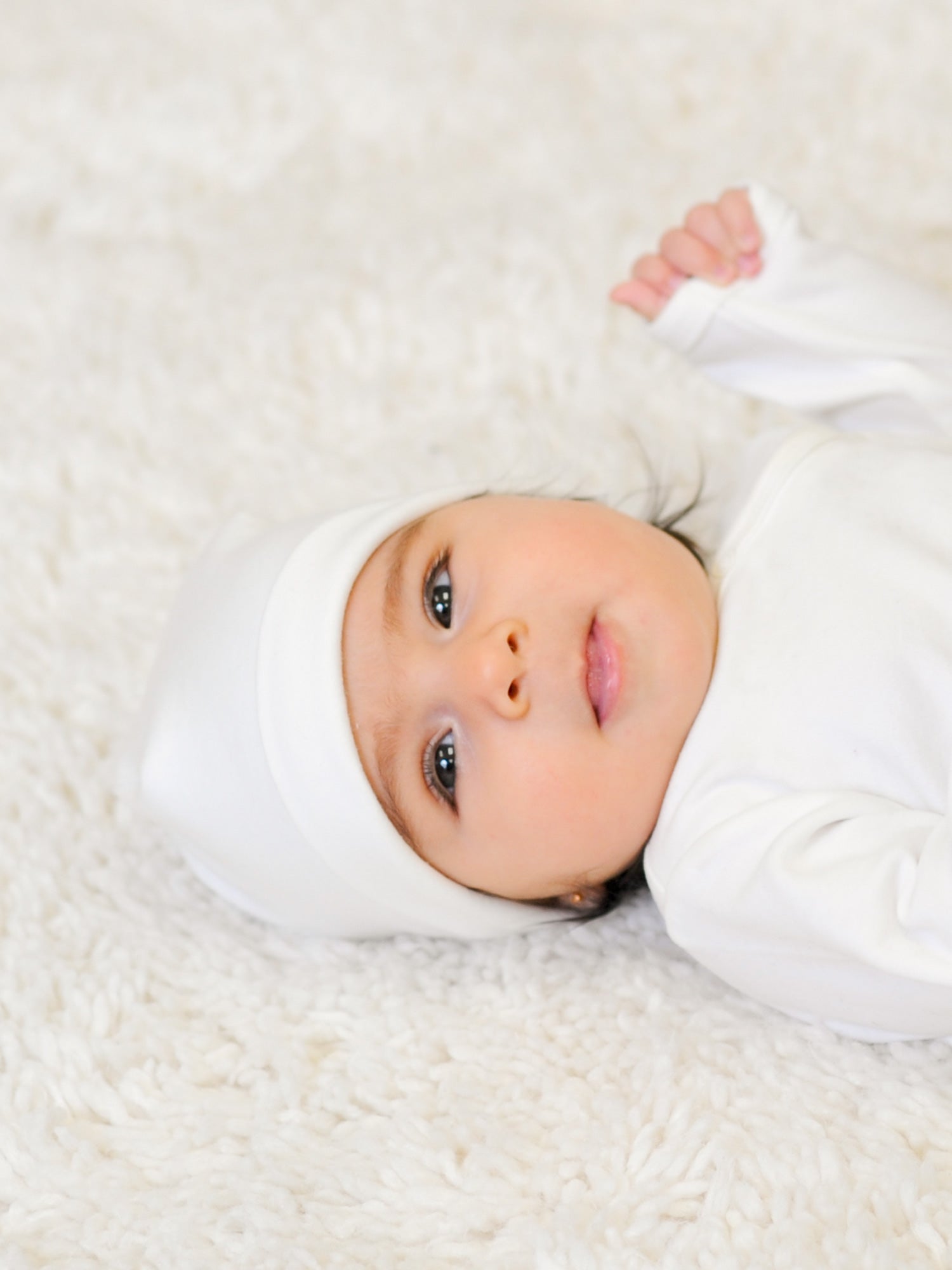 PrimaCotton Organic Cotton Baby Hat - White