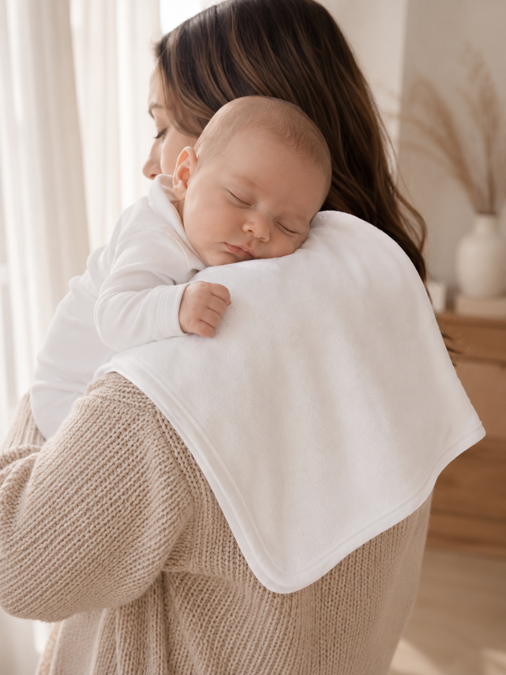 PrimaCotton - White Organic Burp Cloths - Pack of 4