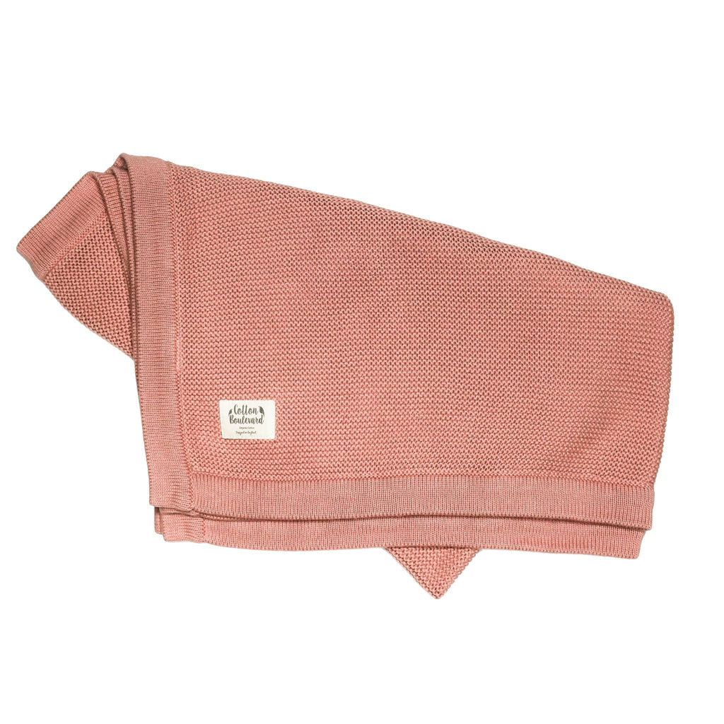 Organic Cotton Knitted Baby Blanket - Dusty Pink - Baby&More