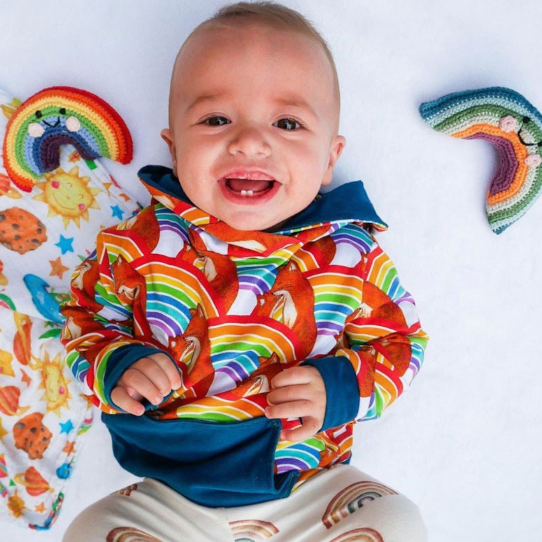 Organic Fairtrade Friendly Rainbow Rattle - Baby&More