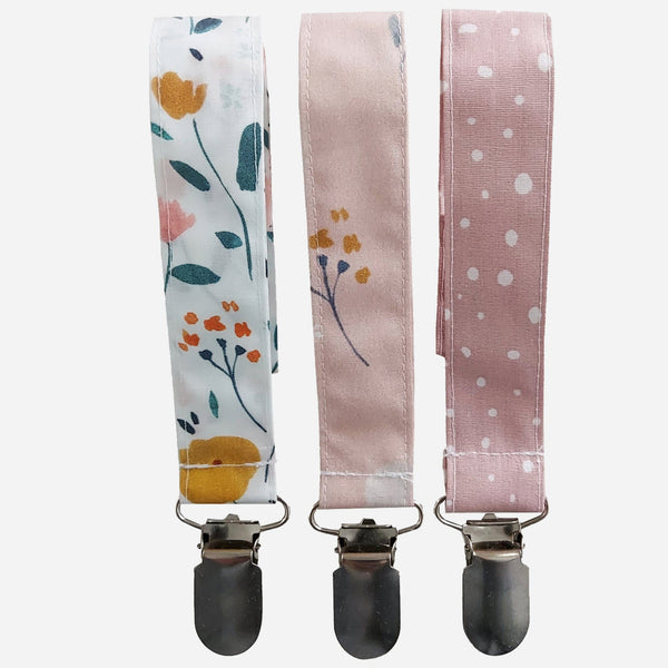Original Pacifier Clip Holder - 2 or 3 pk - Pink / Floral / Plain - Baby&More