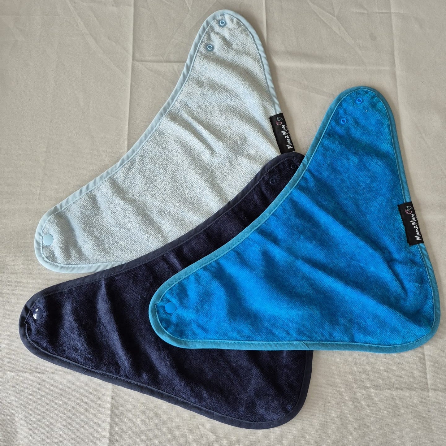 OUTLET - 3 PACK - Mum 2 Mum Bandana Style Wonder Bibs - Baby Blue / Navy / Teal - Baby&More