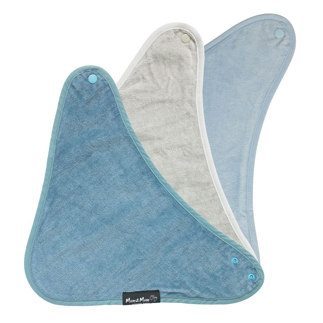 OUTLET - 3 PACK - Mum 2 Mum Bandana Style Wonder Bibs - Denim / Baby Blue / Stone - Baby&More