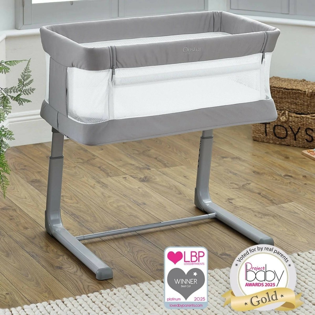 Oyster Wiggle Crib Co-Sleeper - Carbonite - Baby&More