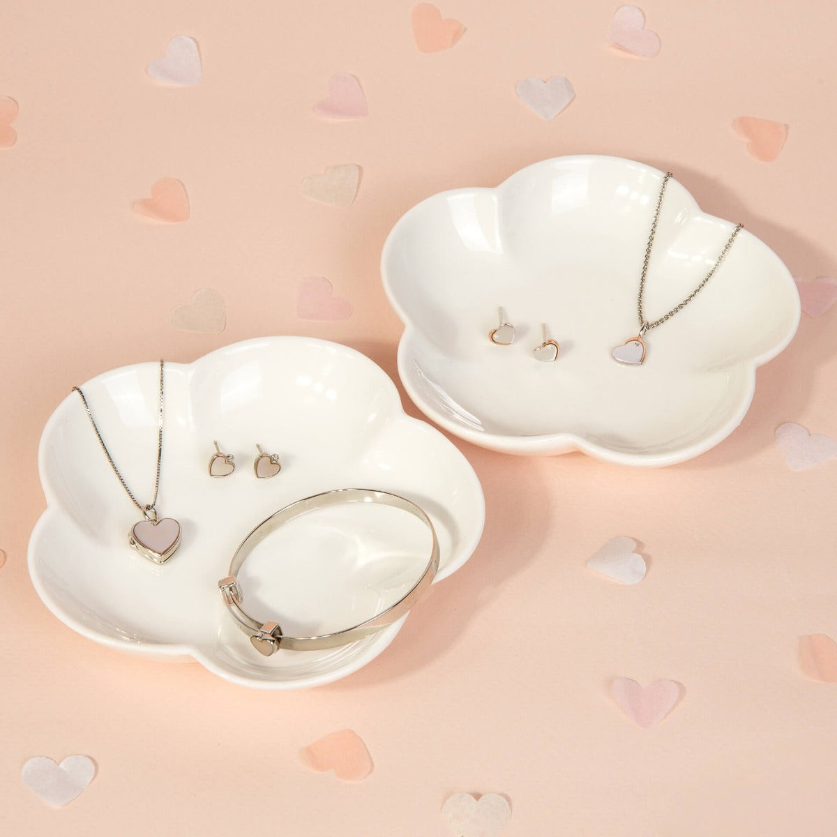 D For Diamond Rose Edge Heart Necklace with Diamond