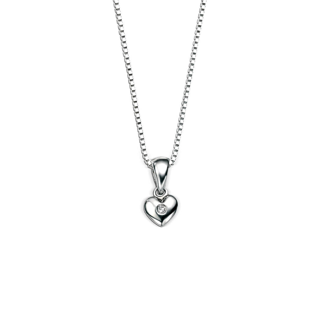 D For Diamond Silver Heart Pendant with Diamond