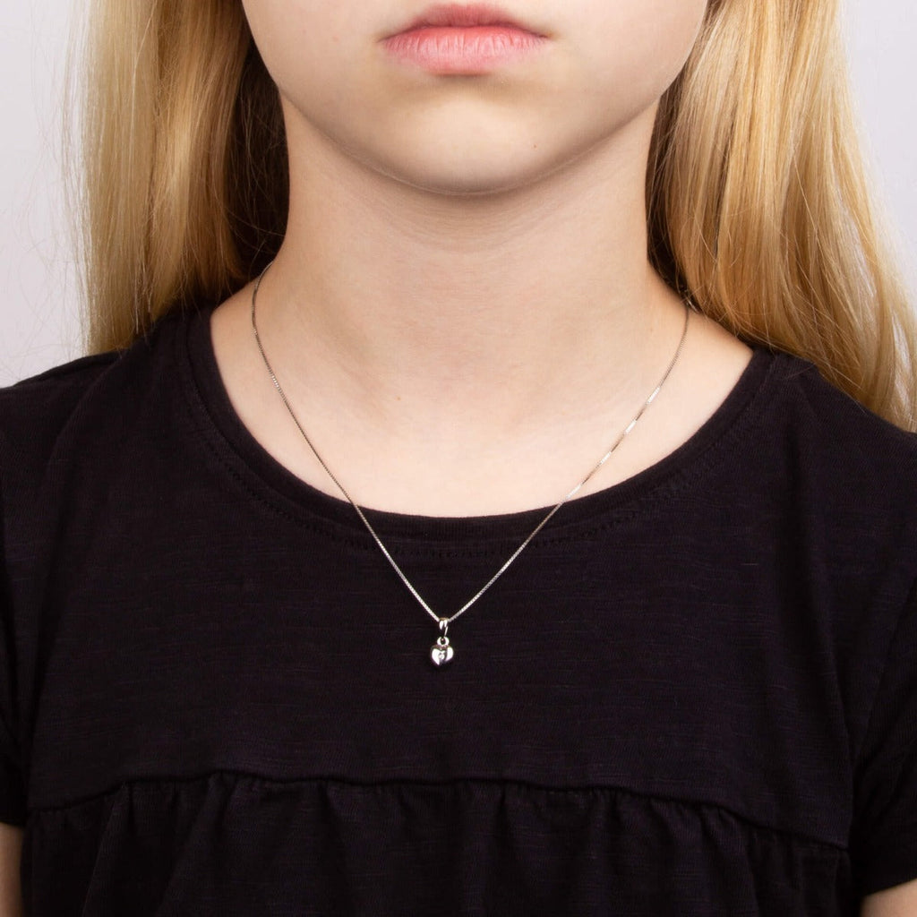 D For Diamond Silver Heart Pendant with Diamond