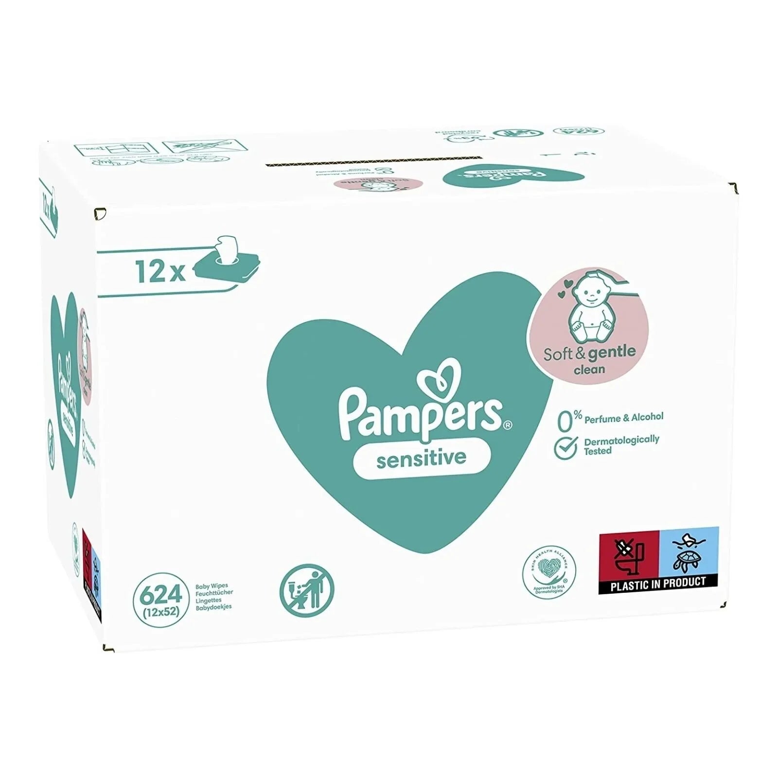 Pampers Baby Wipes Sensitive - 12 packs of 52 wipes - Baby&More